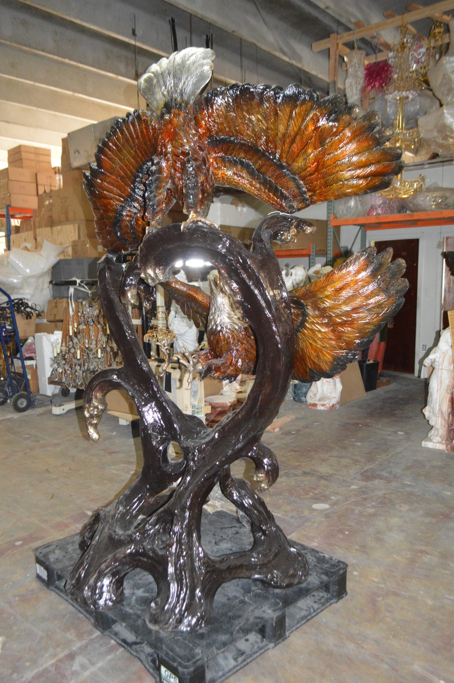 Two Eagles Fighting -Giant Bronze Statue - Size: 64"L x 44"W x 92"H.
