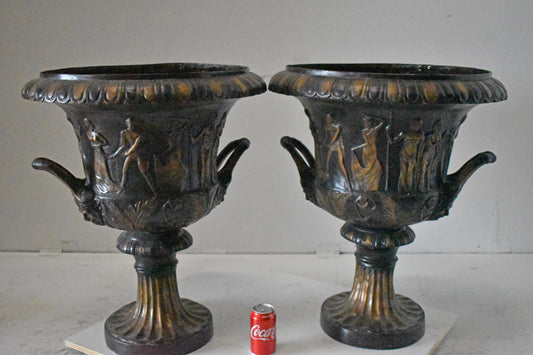 Pair of Beautiful Urns Bronze Statues - Size: 24"L x 24"W x 29"H.
