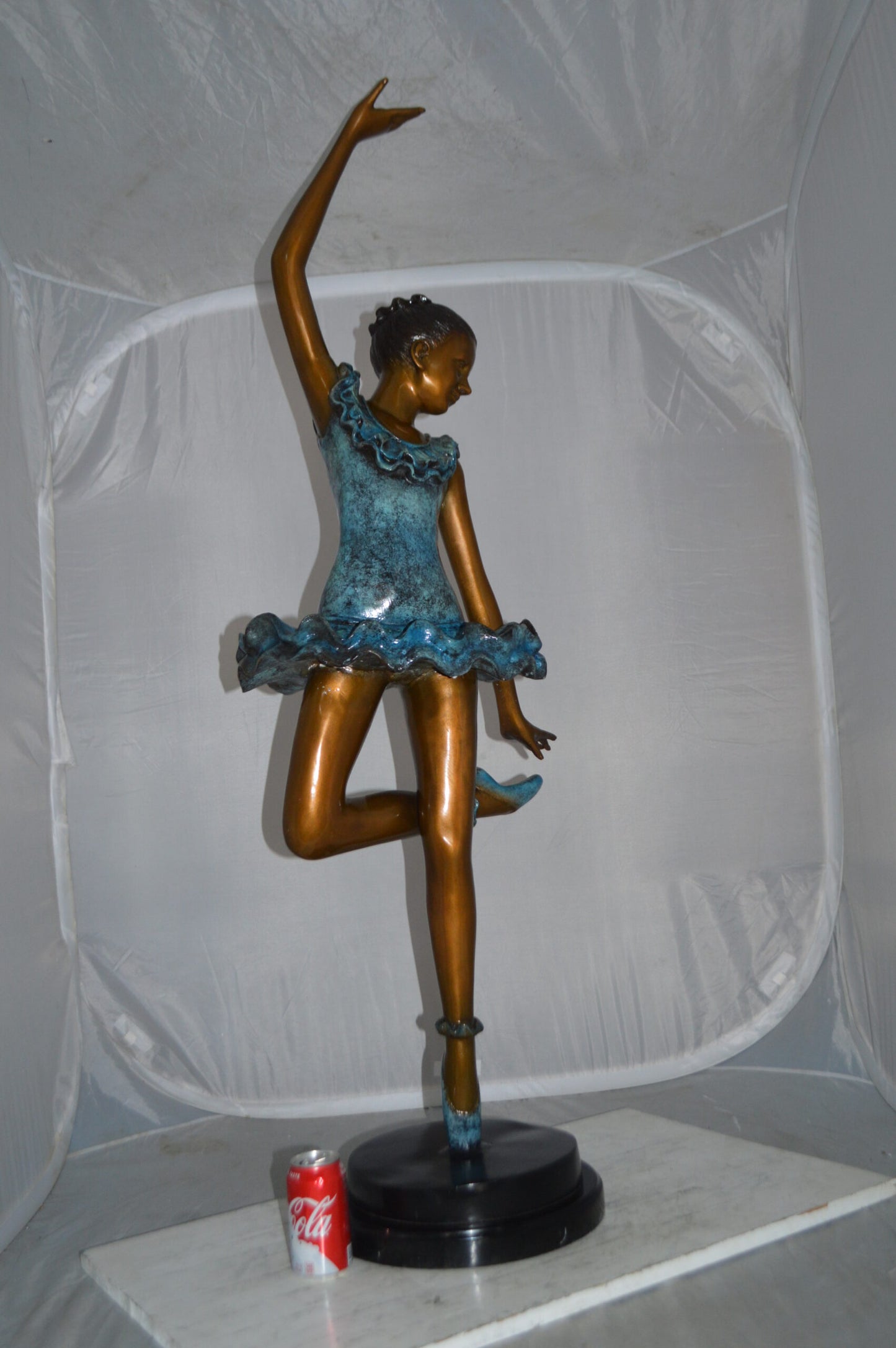 Ballerina Lifting Her Leg Bronze Statue - Size: 20"L x 13"W x 55"H.