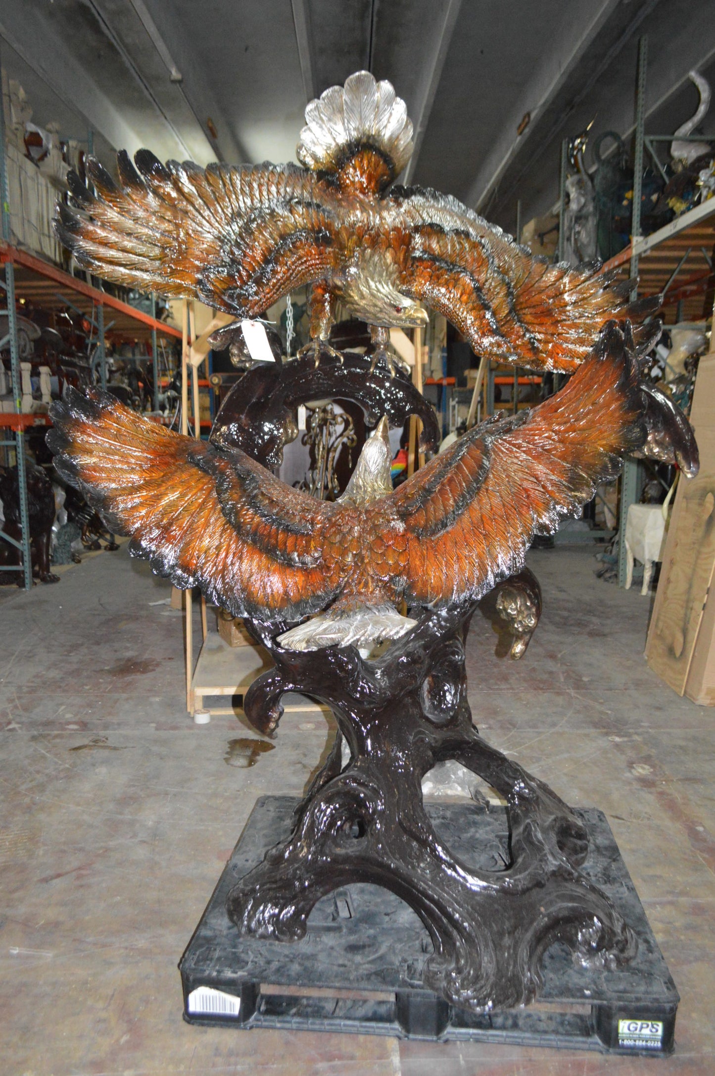 Two Eagles Fighting -Giant Bronze Statue - Size: 64"L x 44"W x 92"H.