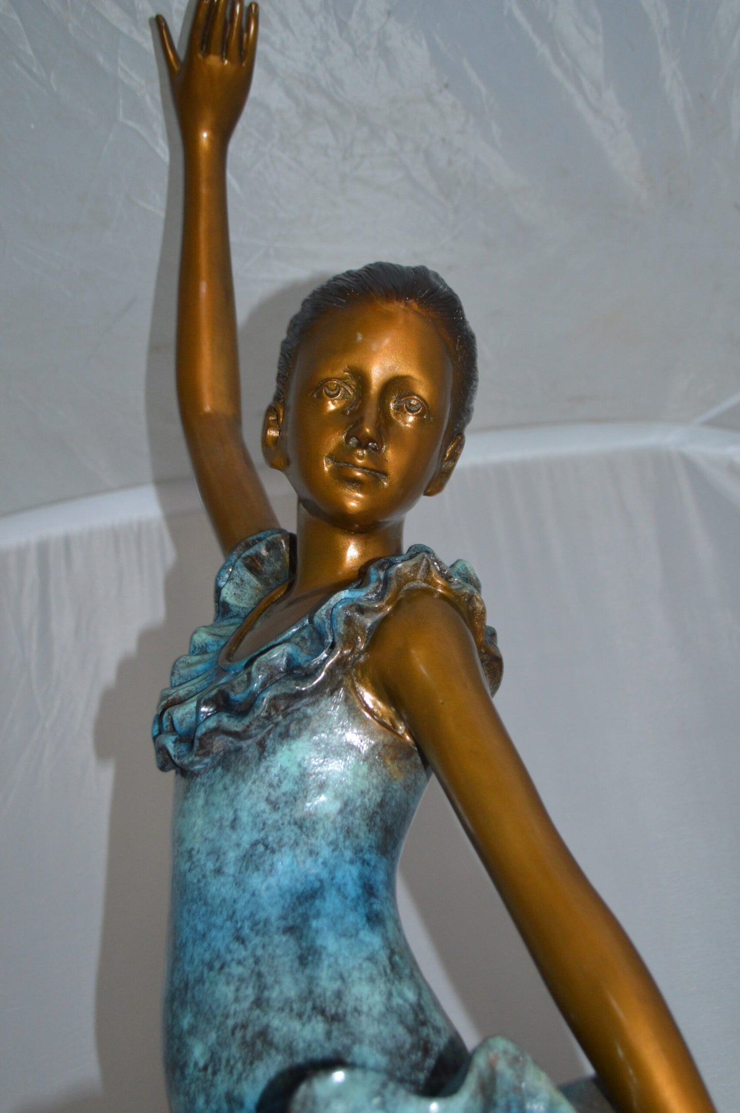 Ballerina Lifting Her Leg Bronze Statue - Size: 20"L x 13"W x 55"H.