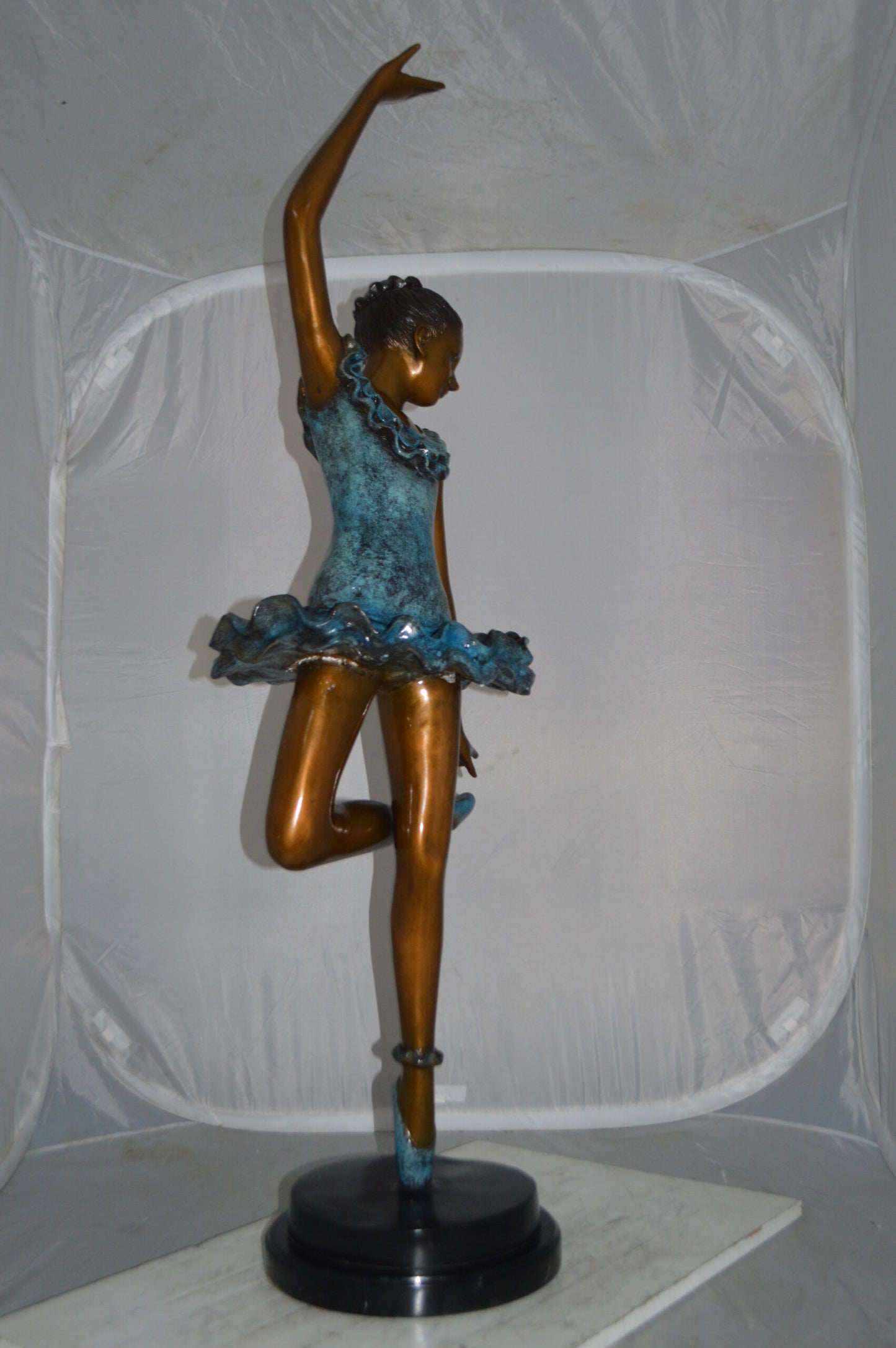 Ballerina Lifting Her Leg Bronze Statue -  Size: 20"L x 13"W x 55"H.