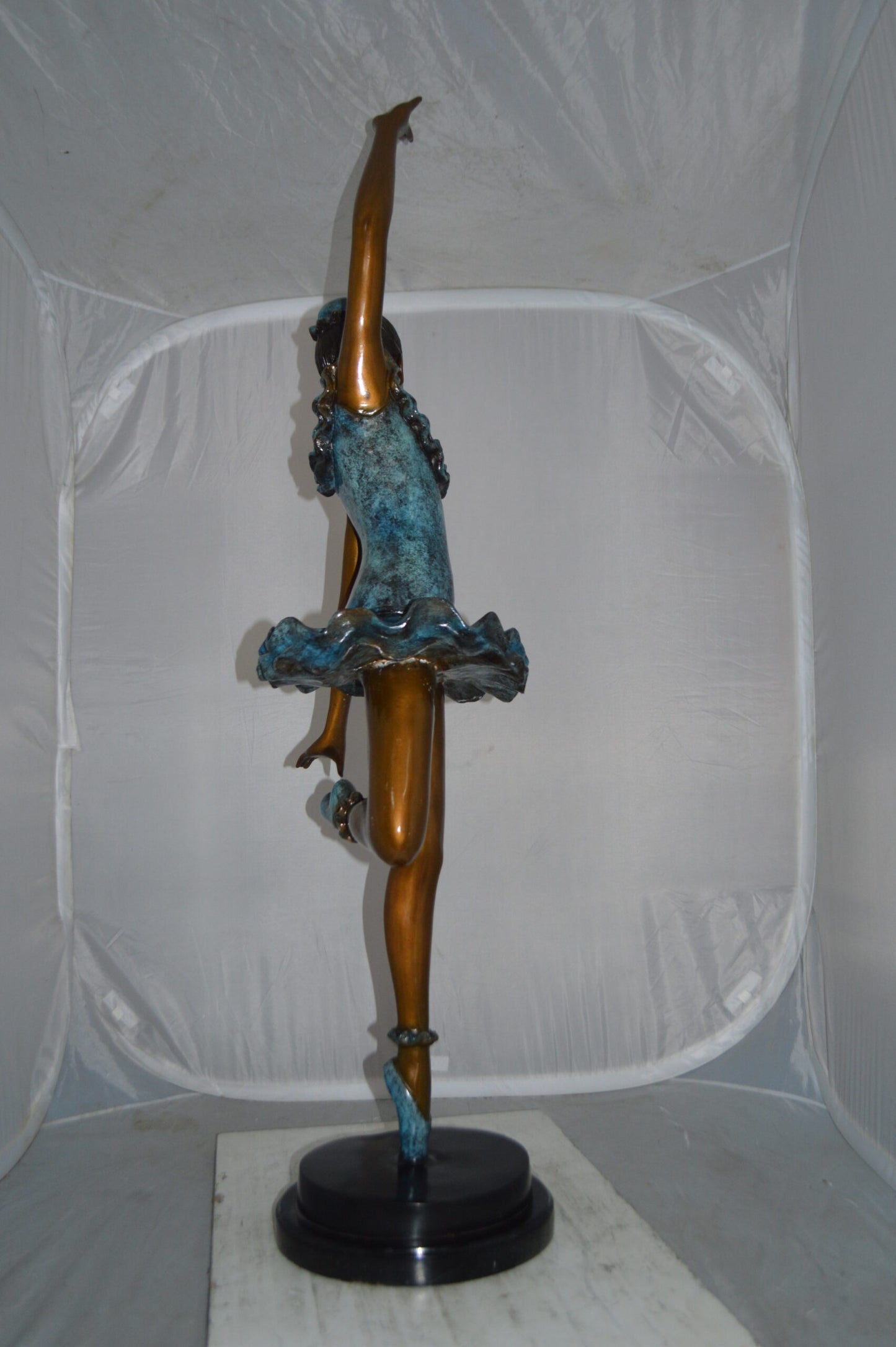 Ballerina Lifting Her Leg Bronze Statue - Size: 20"L x 13"W x 55"H.