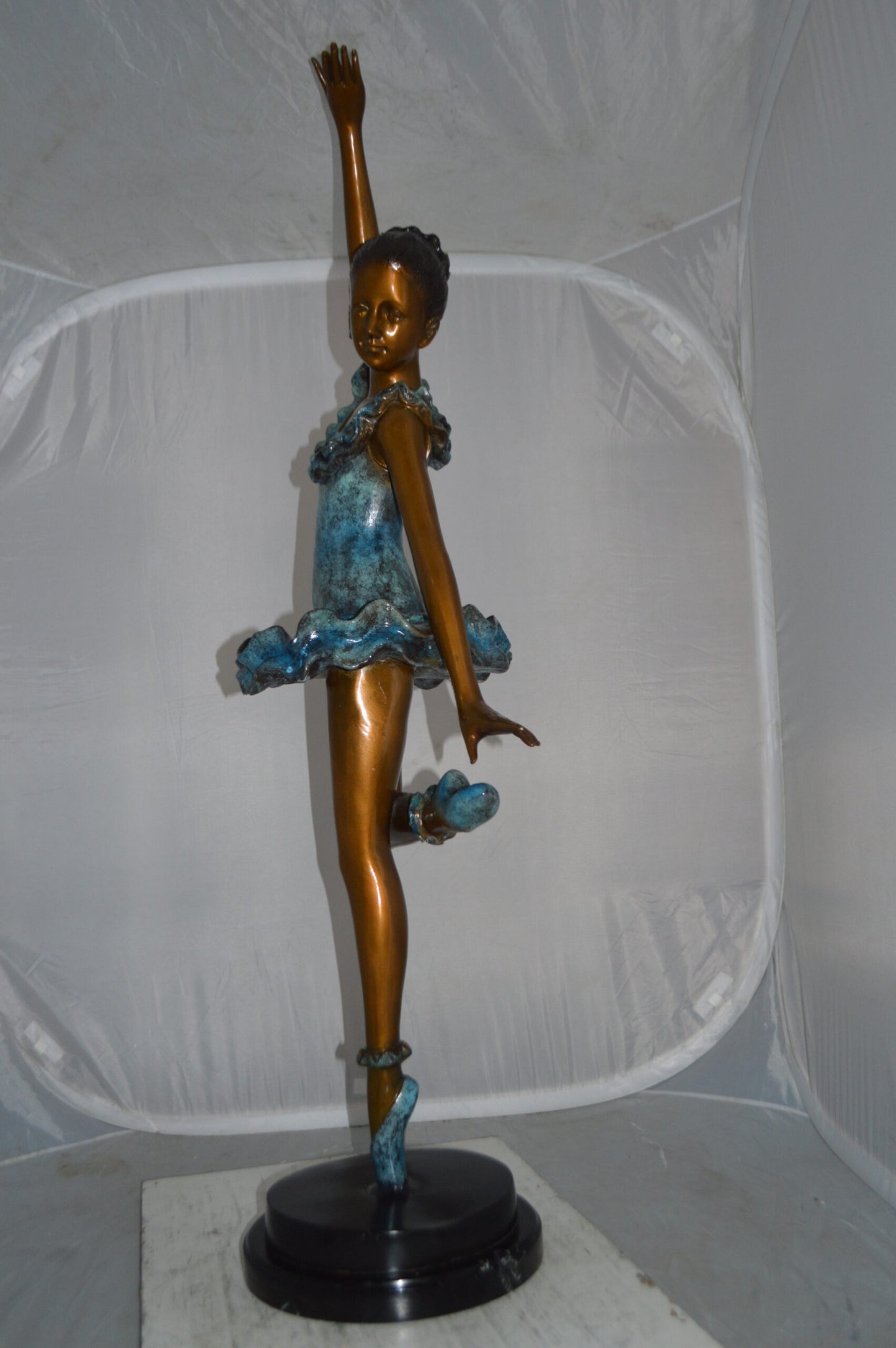 Ballerina Lifting Her Leg Bronze Statue - Size: 20"L x 13"W x 55"H.