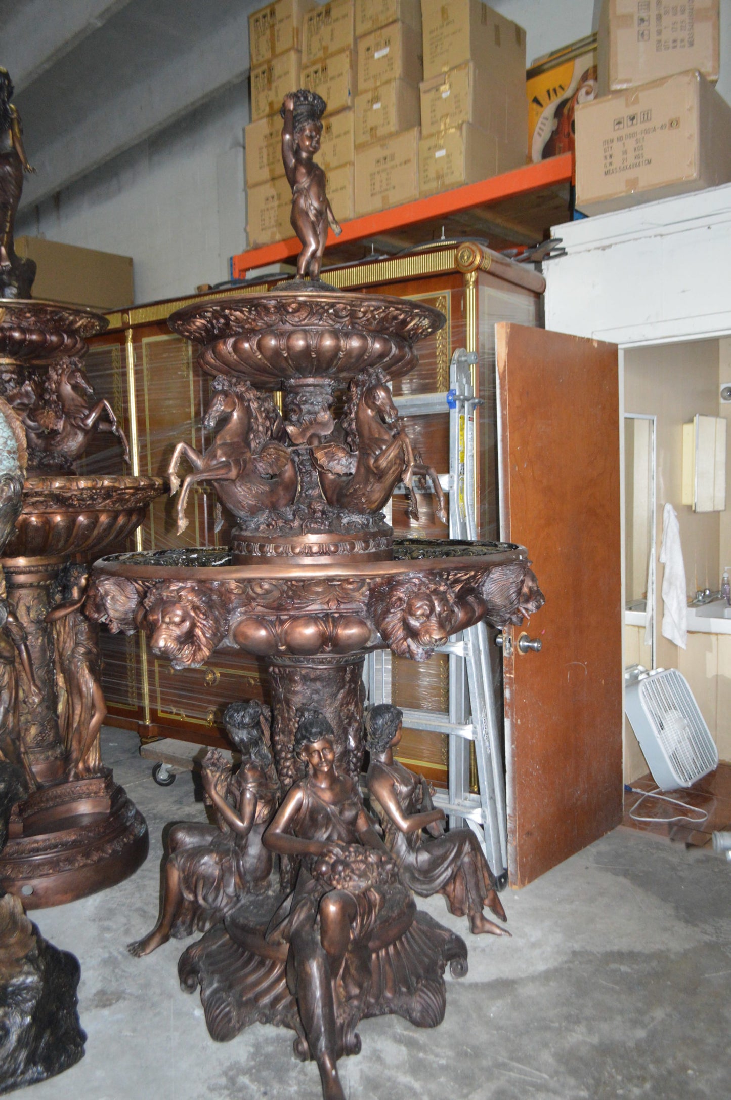 Nine feet tall Bronze, Tiered Outdoor pond Fountain - 59"x 59"