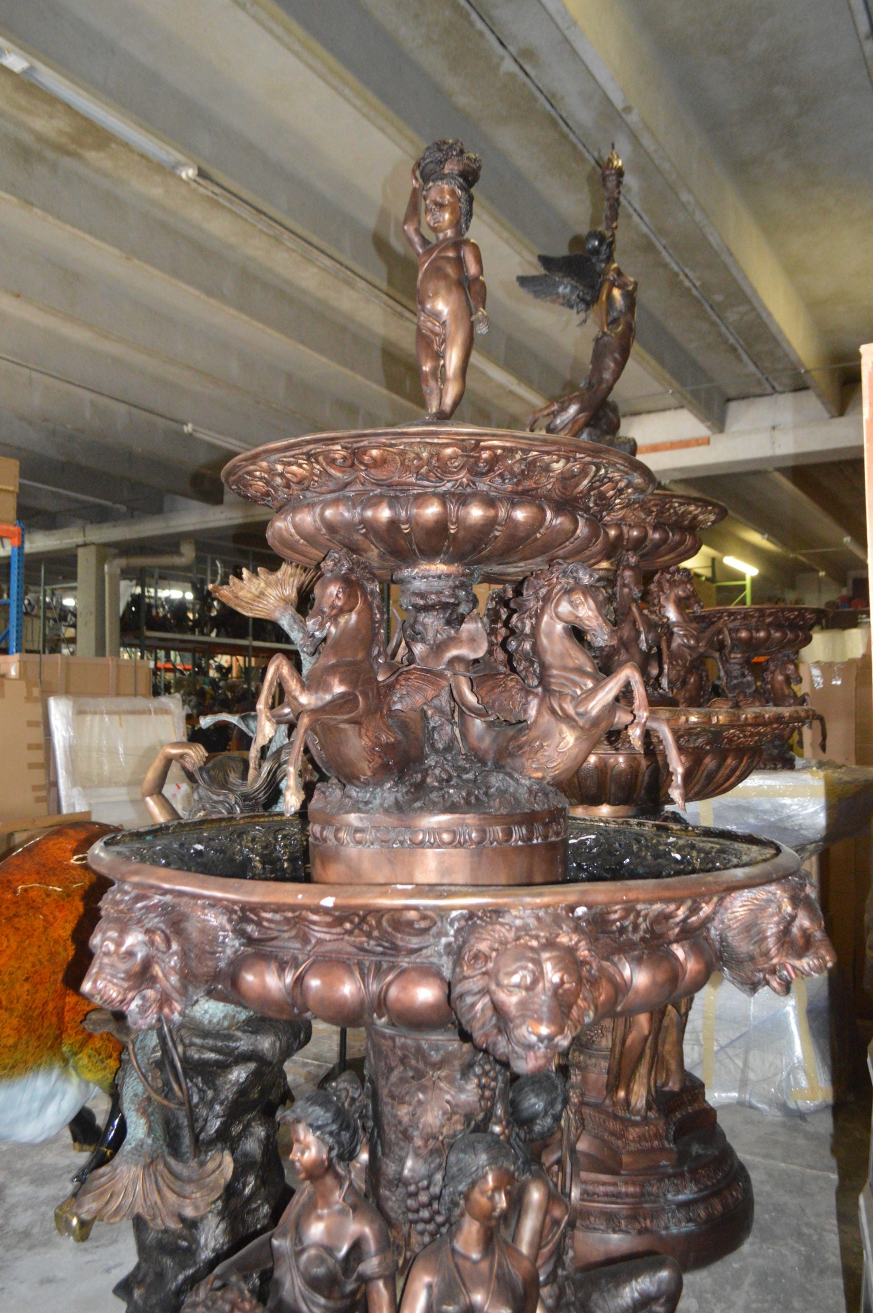 Nine feet tall Bronze, Tiered Outdoor pond Fountain -  59"x 59"