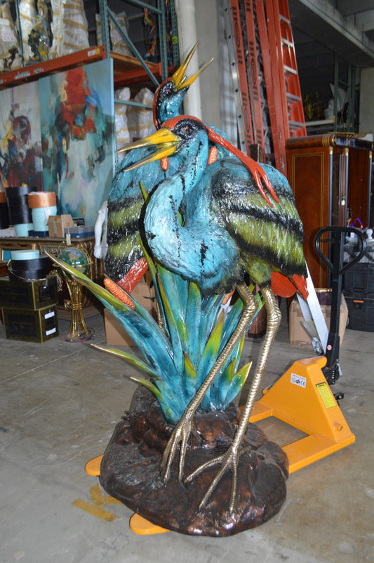 Two colored Herons fountain - Size: 53"L x 40"W x 88"H.