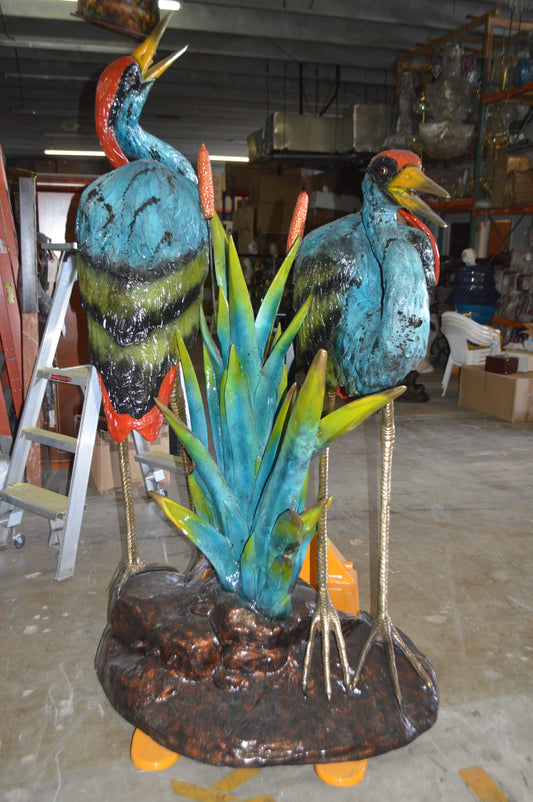 Two colored Herons fountain - Size: 53"L x 40"W x 88"H.