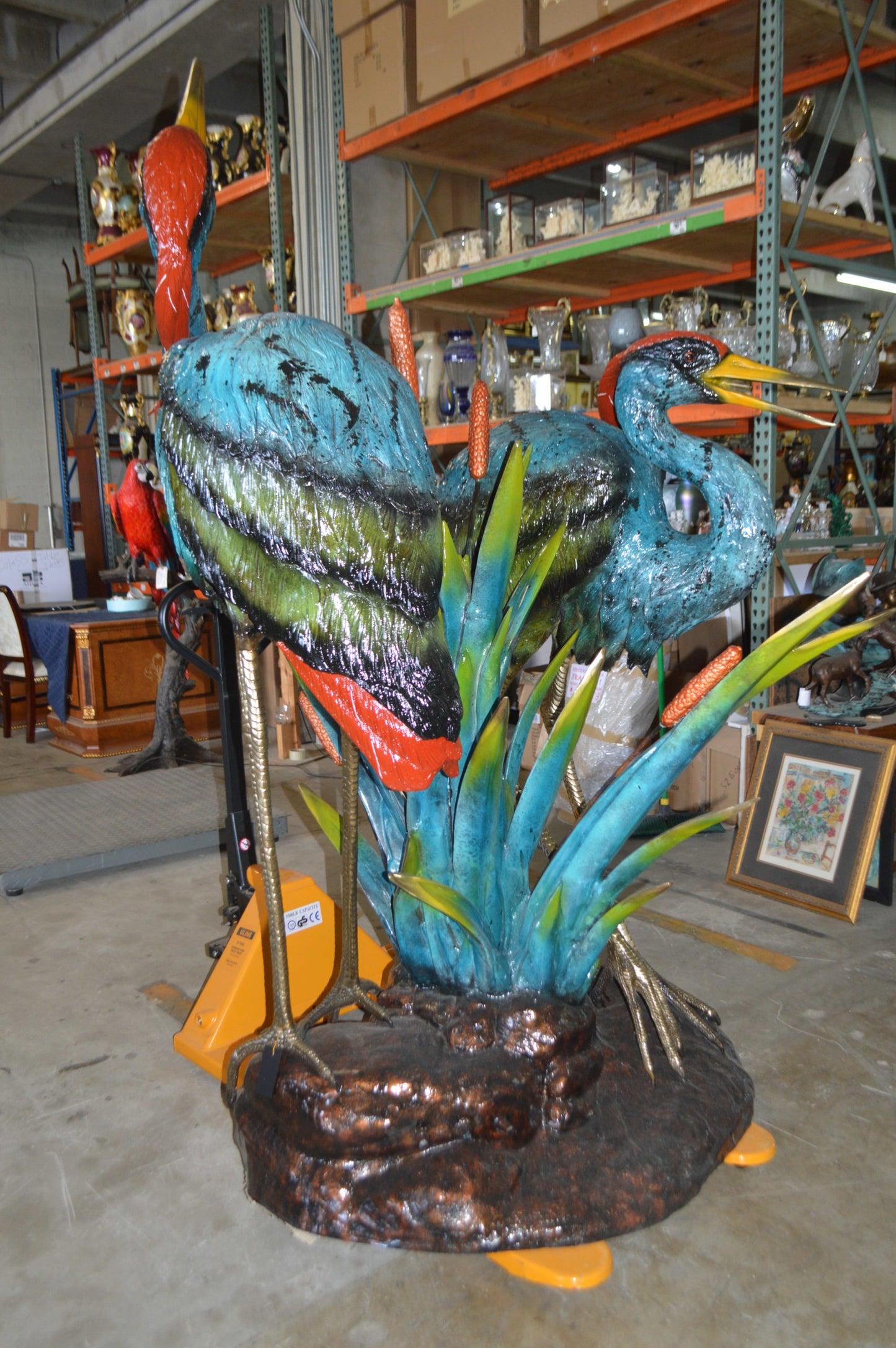 Two colored Herons fountain - Size: 53"L x 40"W x 88"H.