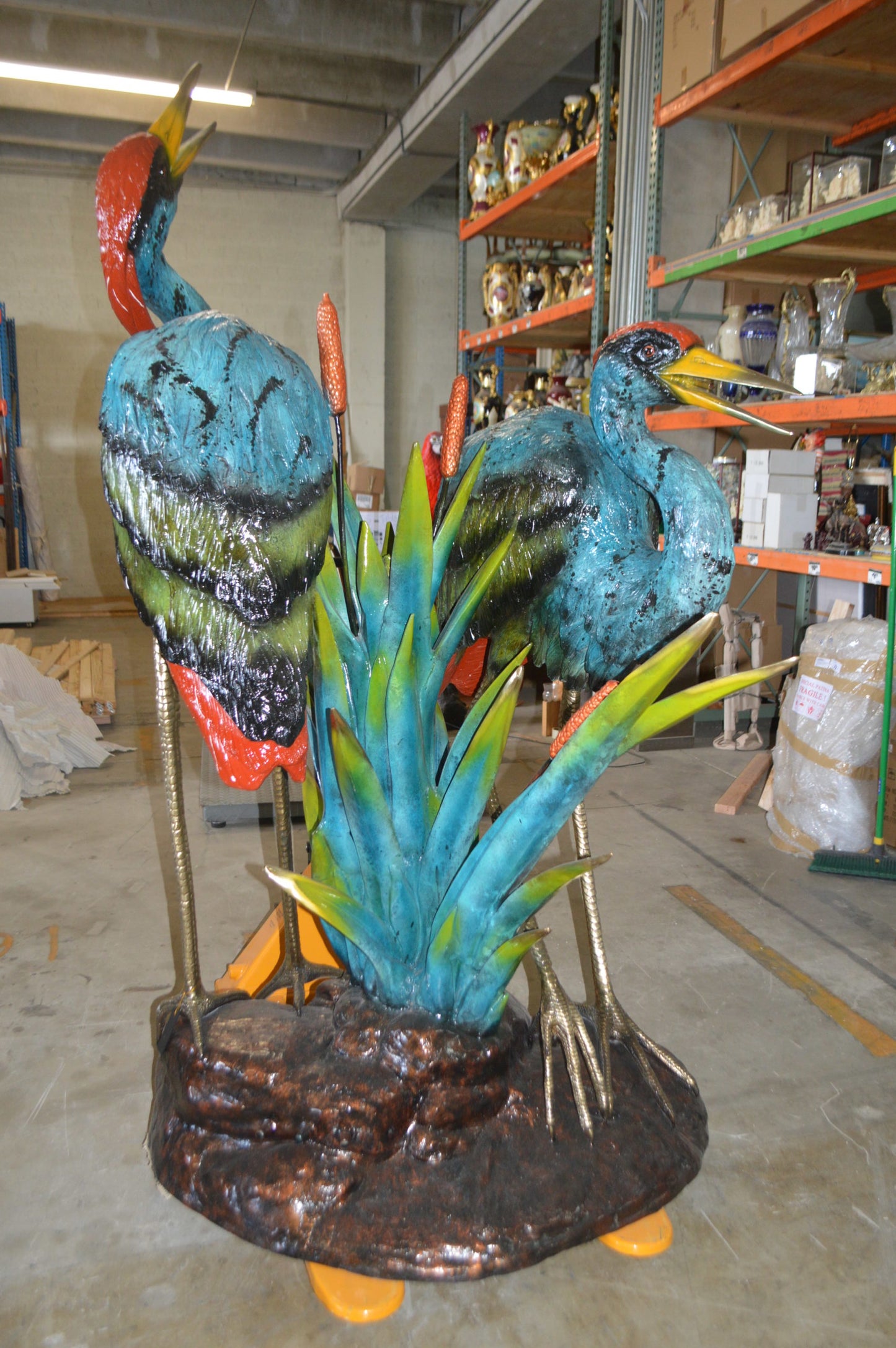 Two colored Herons fountain - Size: 53"L x 40"W x 88"H.
