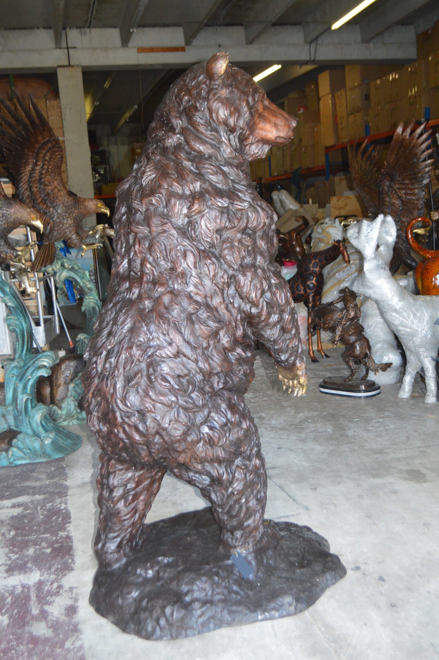 Big Bear standing Bronze Statue - Size: 45"L x 42"W x 78"H.