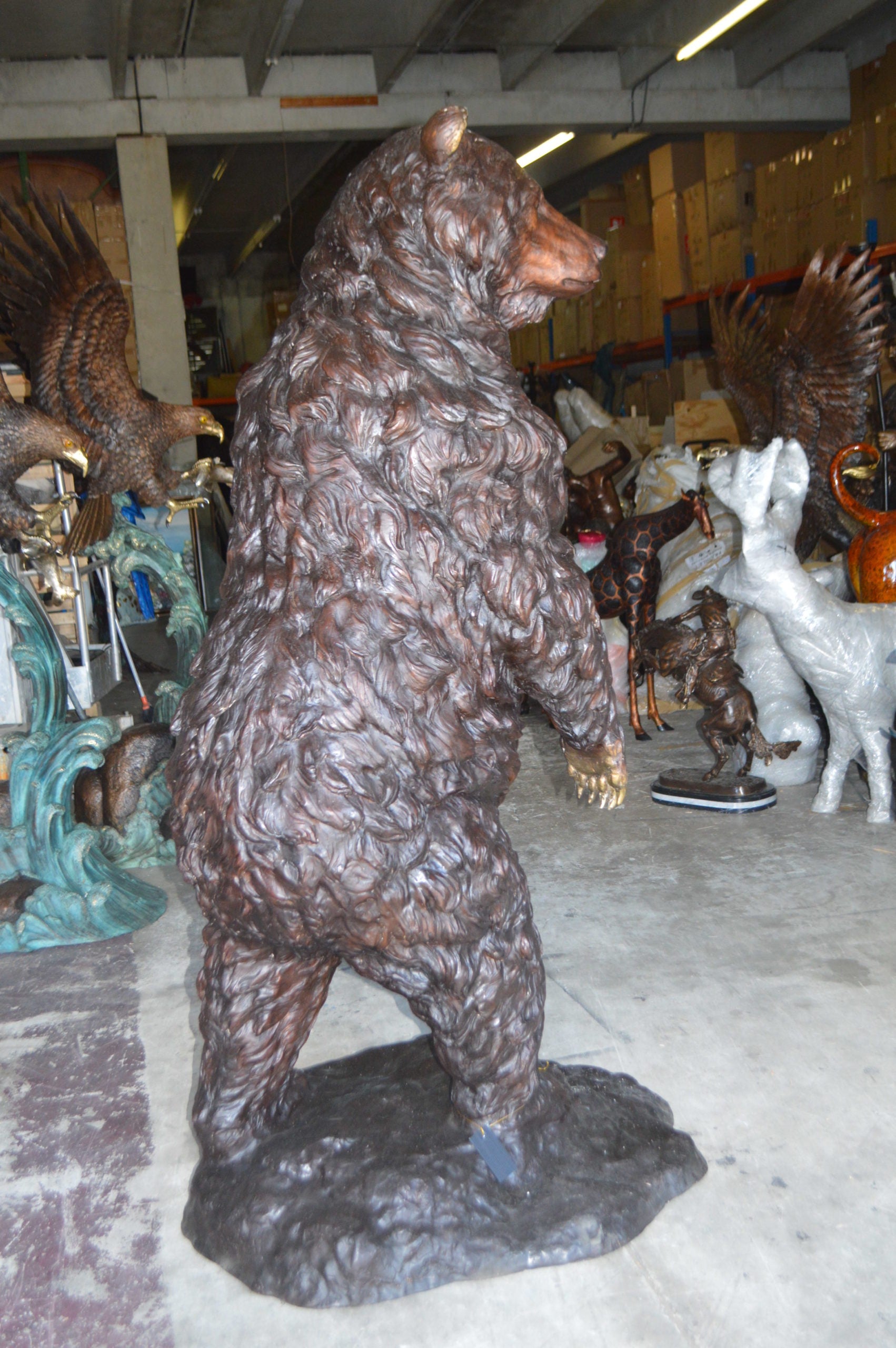 Big Bear standing Bronze Statue -  Size: 45"L x 42"W x 78"H.