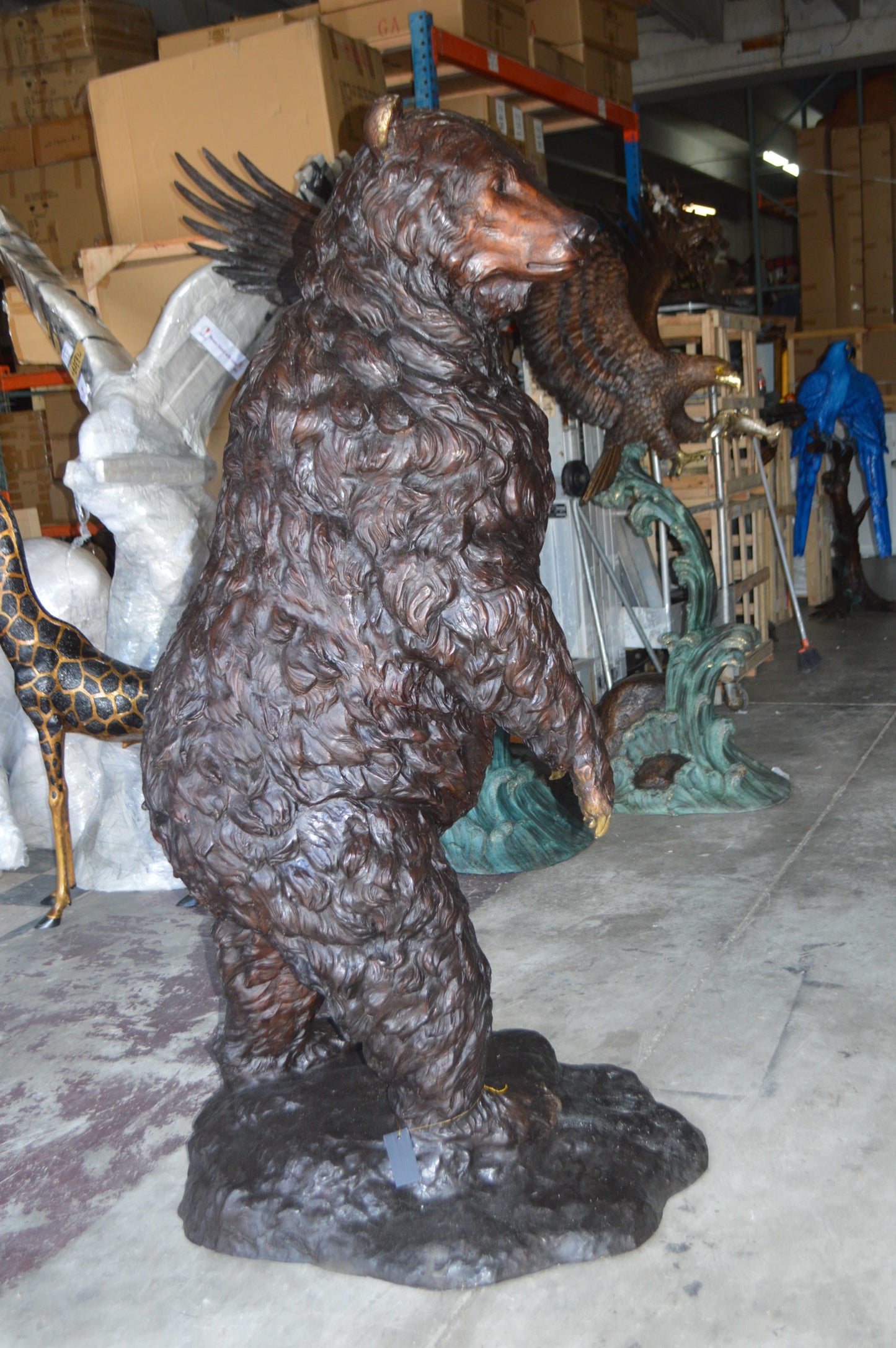 Big Bear standing Bronze Statue - Size: 45"L x 42"W x 78"H.