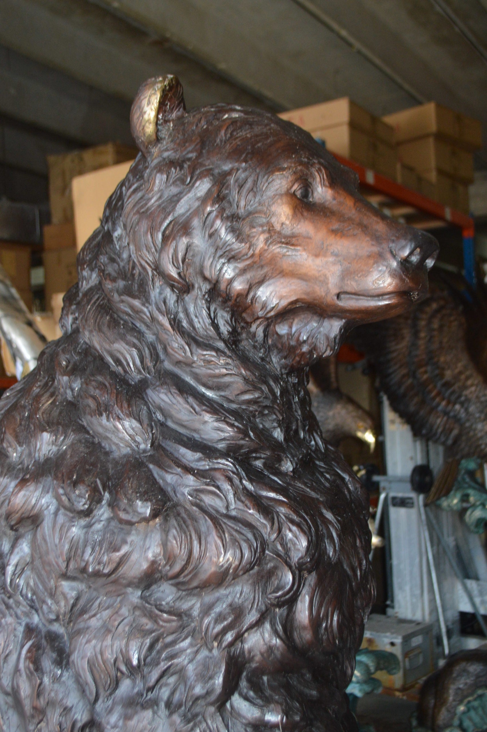 Big Bear standing Bronze Statue -  Size: 45"L x 42"W x 78"H.
