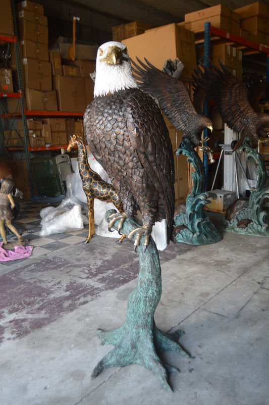 Large Eagle on a branch Bronze Statue - Size: 29"L x 29"W x 74"H.
