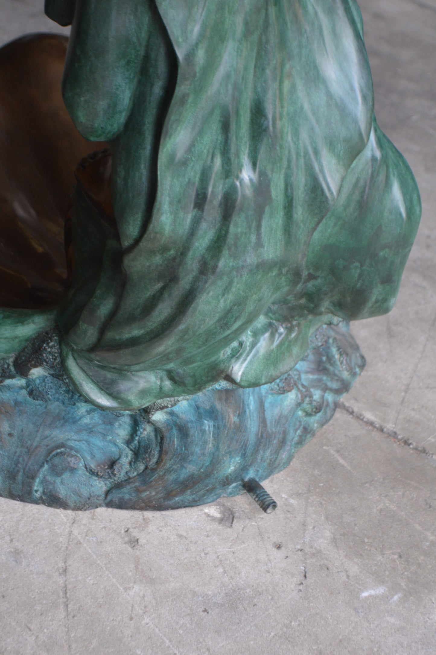 Girl Holding a Pot on Shell Fountain Bronze Statue - Size: 33"L x 30"W x 62"H.