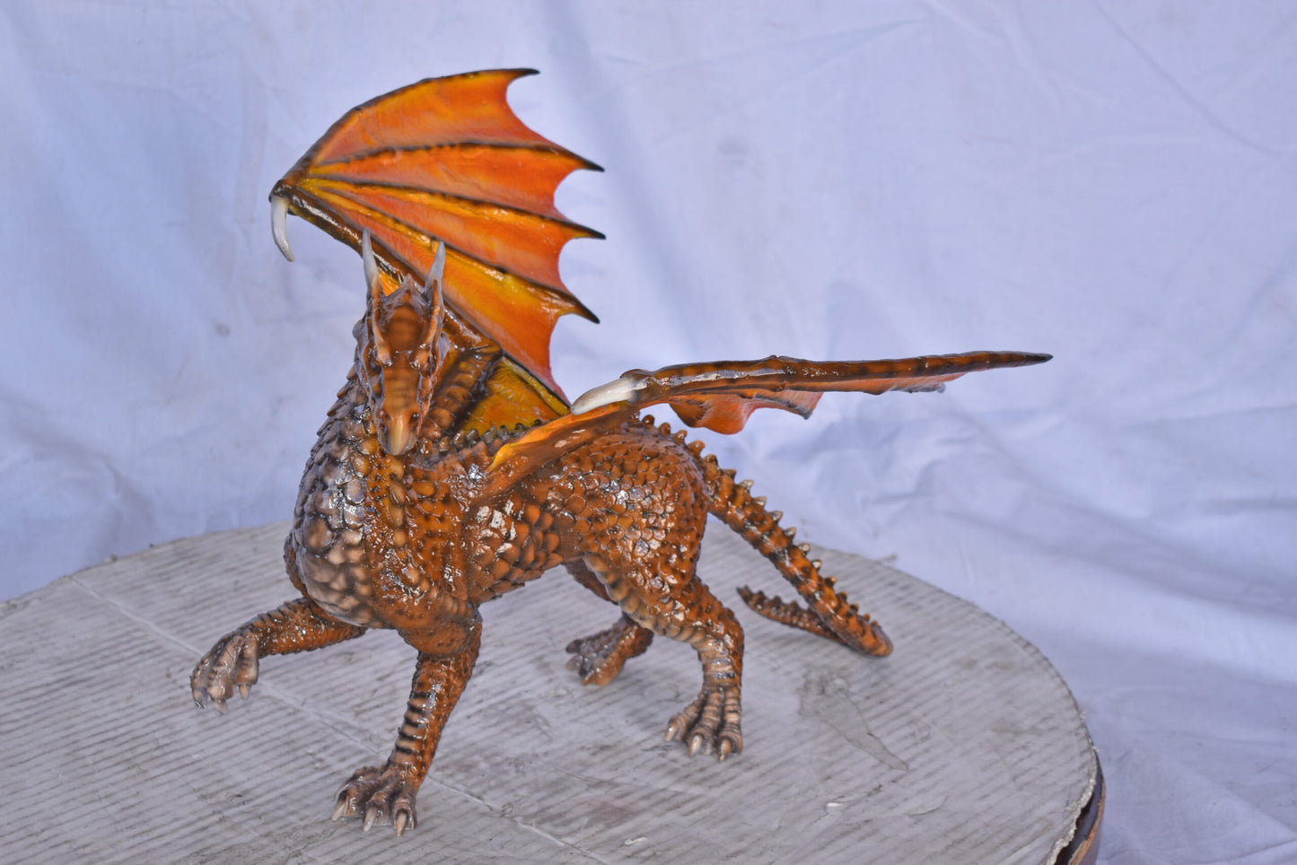 Painted Dragon Made of Bronze, Statue - Size: 15"L x 14"W x 12"H.