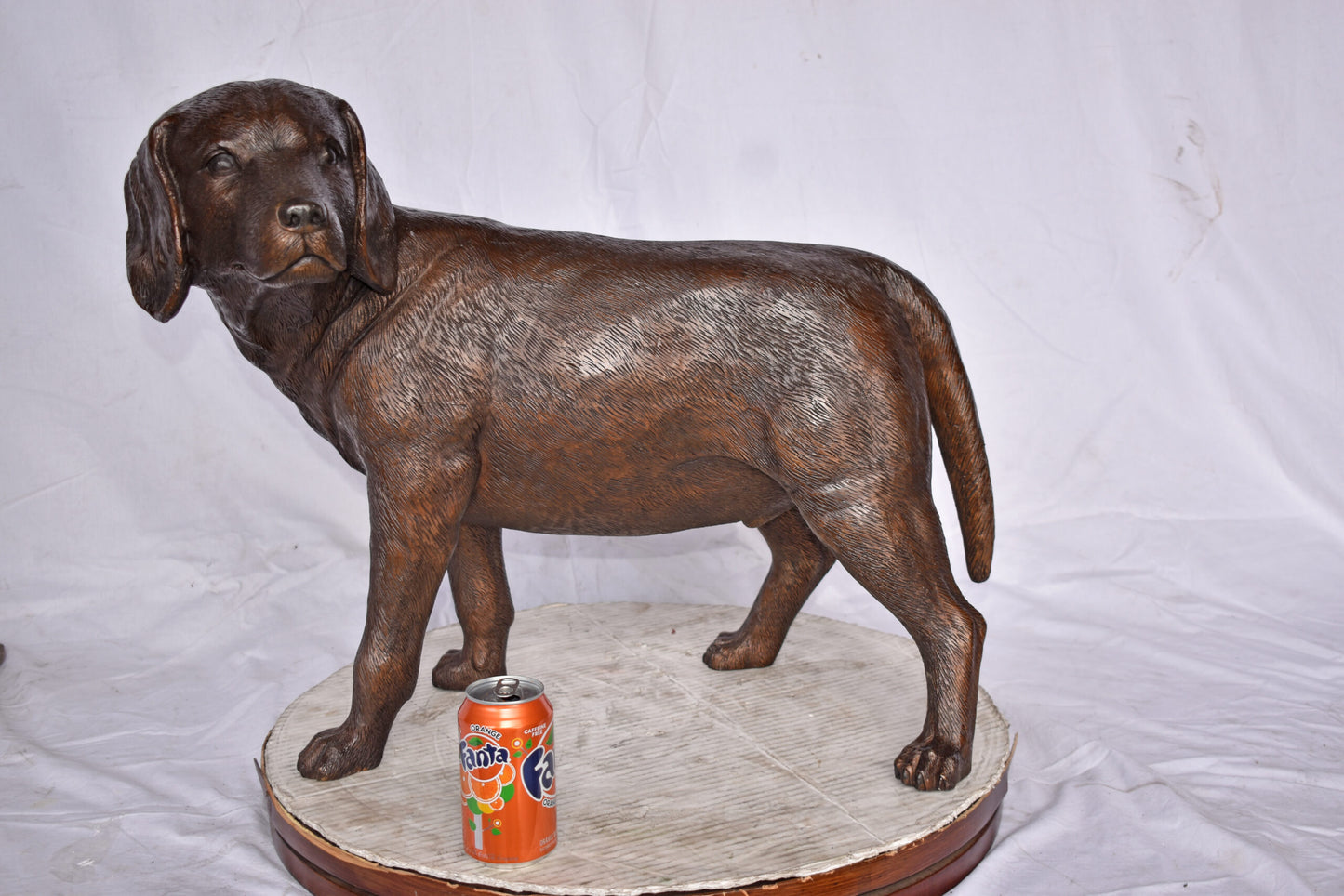 Beagle Dog Standing Made of Bronze, Statue - Size: 27"L x 14"W x 21"H.