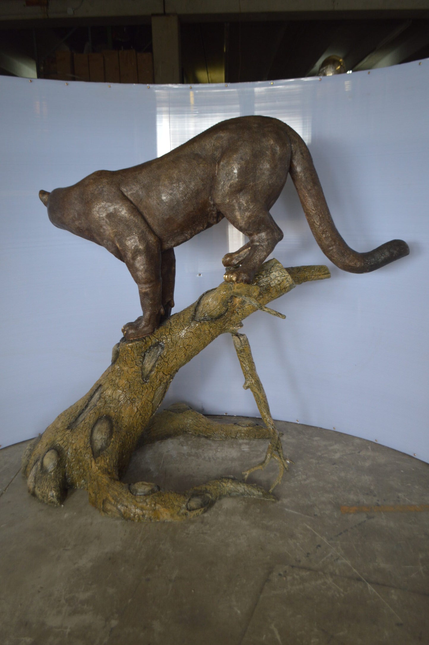 Mountain Lion Bronze Statue - Size: 73"L x 41"W x 65"H.