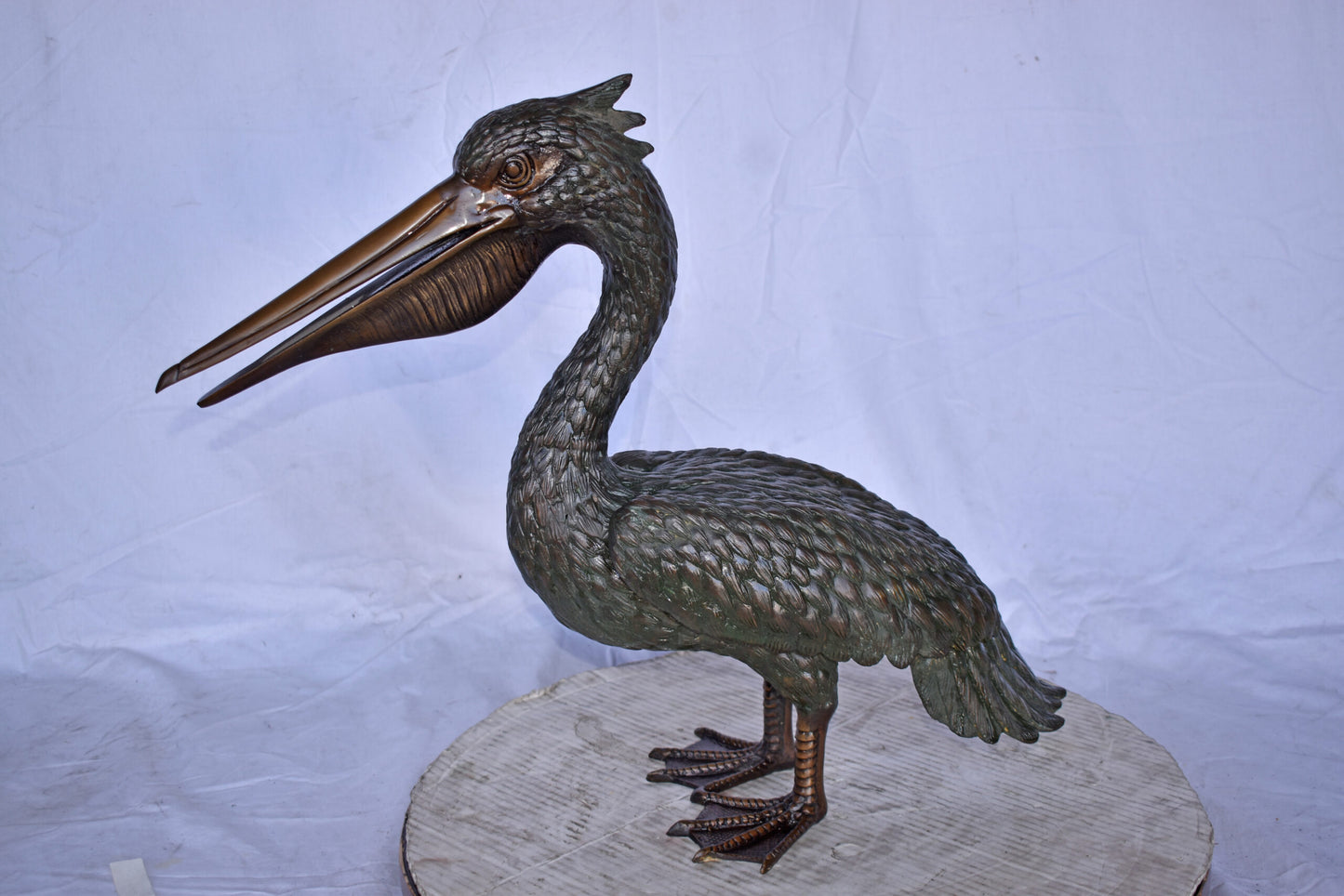 Pelican Standing and Looking Ahead Bronze Statue - Size: 27"L x 8"W x 22"H.