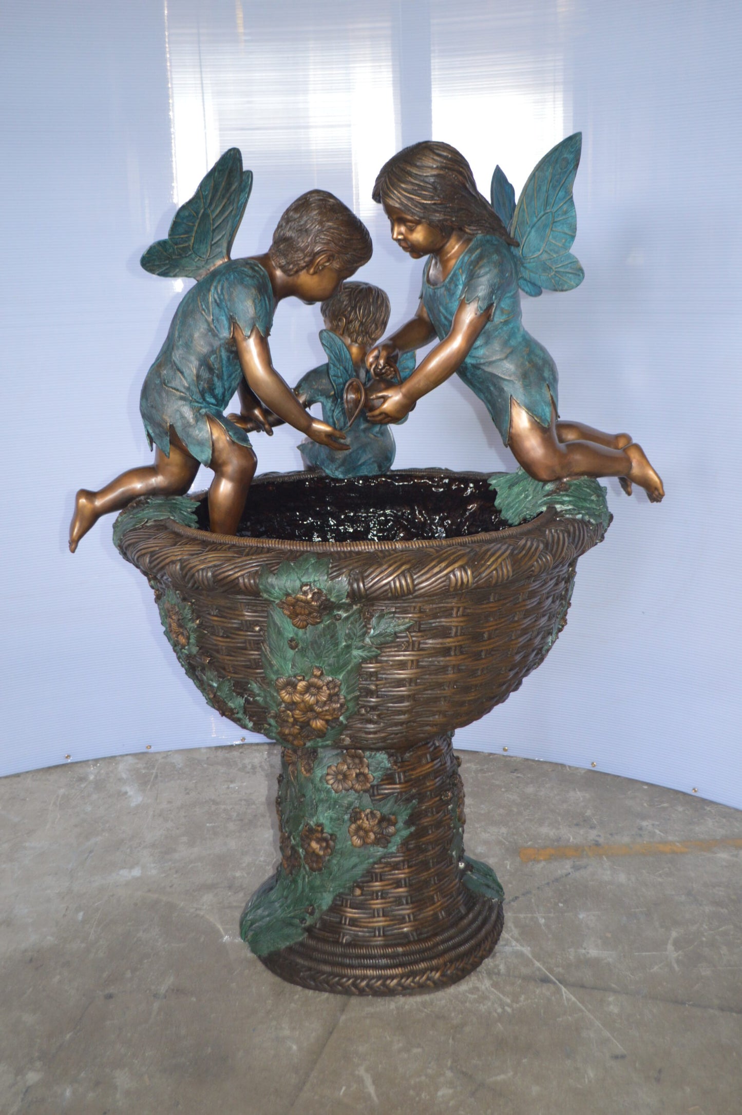 Three Ferries on Fountain Bronze Statue - Size: 41"L x 38"W x 55"H.