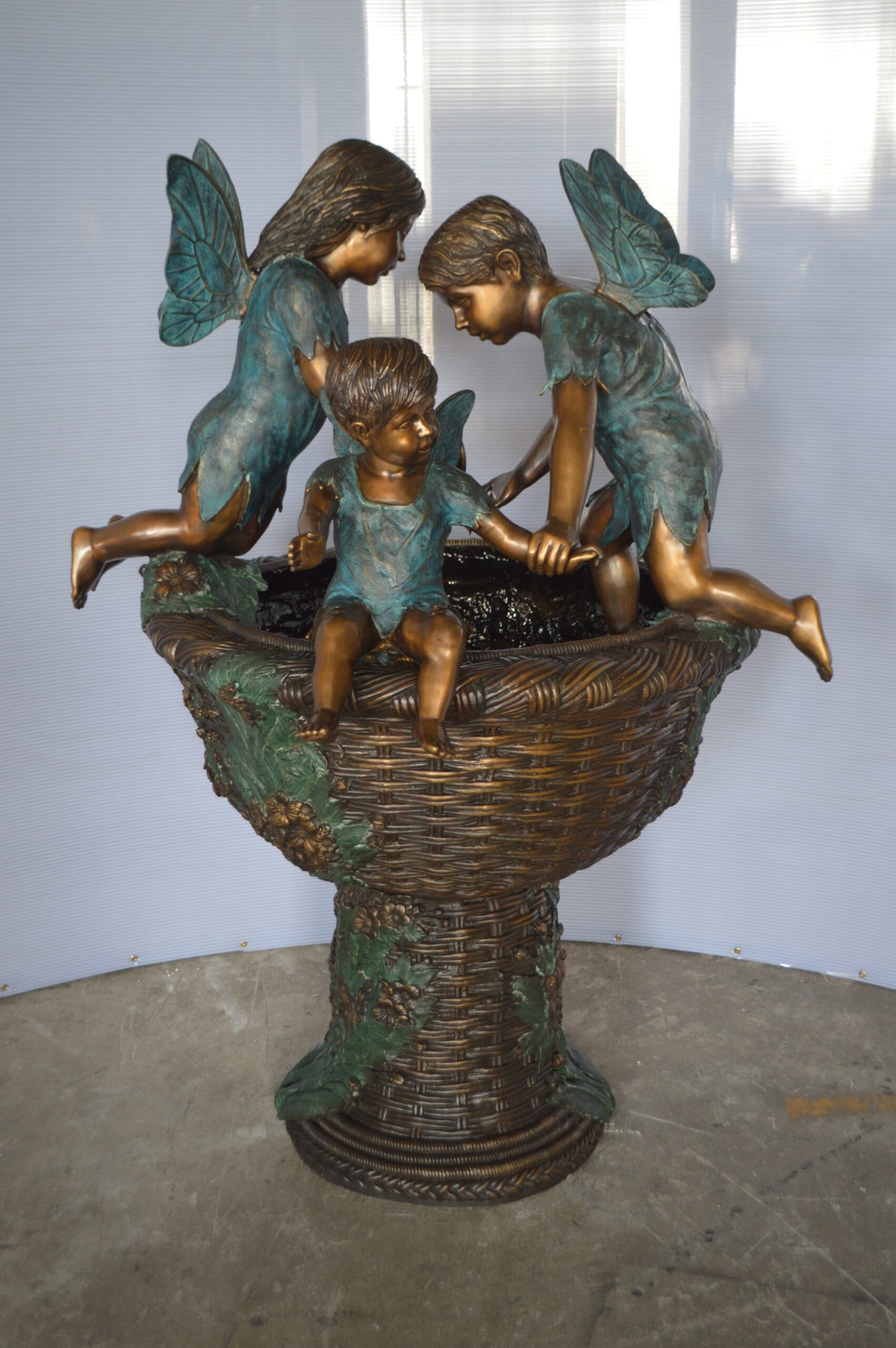 Three Ferries on Fountain Bronze Statue - Size: 41"L x 38"W x 55"H.