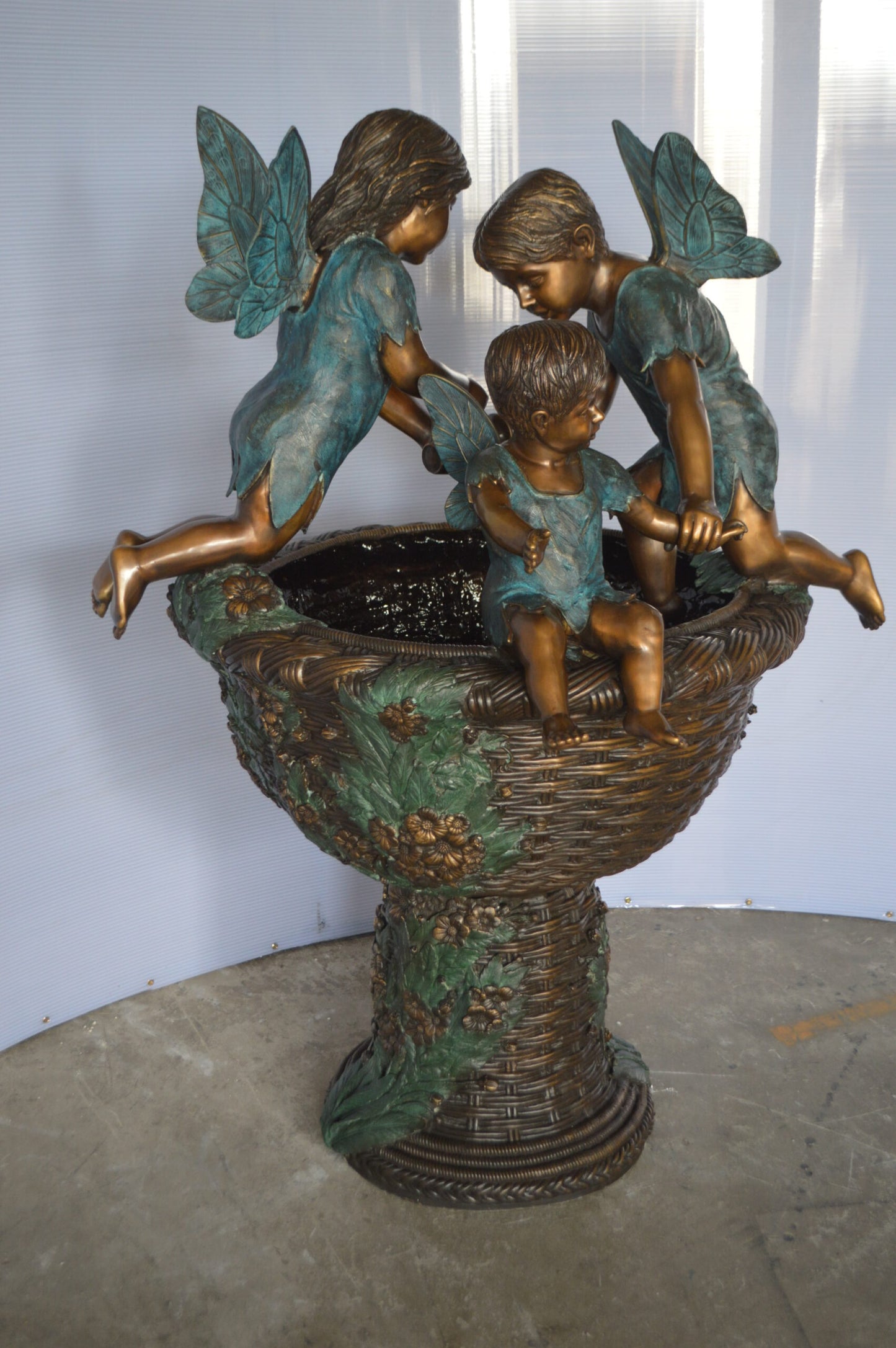 Three Ferries on Fountain Bronze Statue - Size: 41"L x 38"W x 55"H.