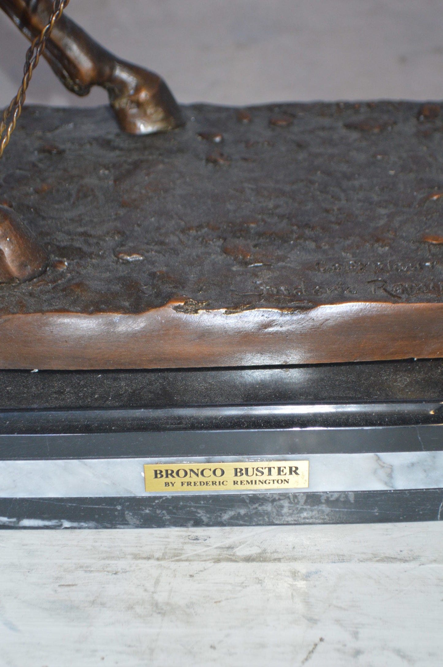 Jumbo Bronco Buster by Remington Bronze Statue - Size: 19"L x 11"W x 36"H.