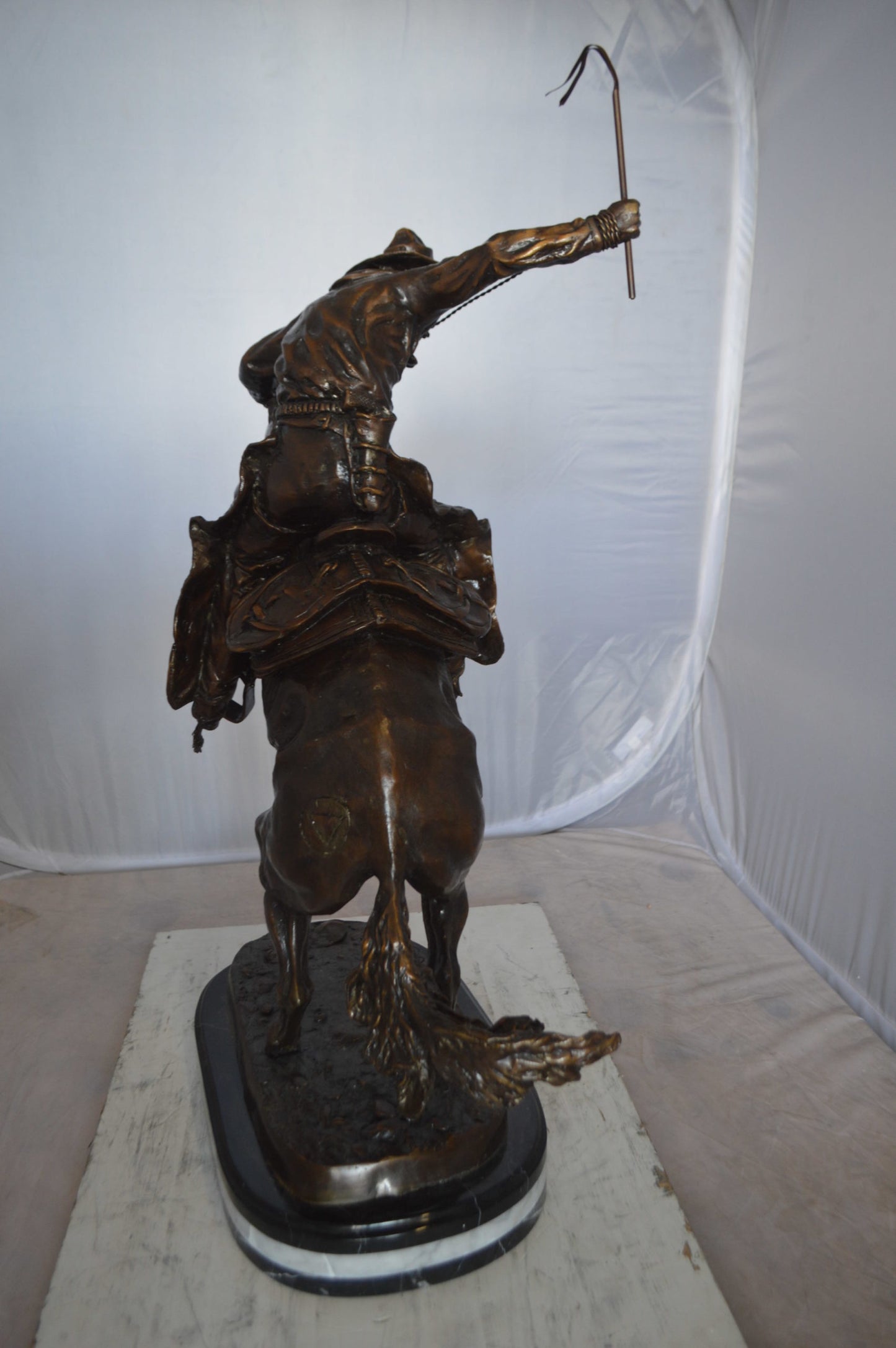 Jumbo Bronco Buster by Remington Bronze Statue - Size: 19"L x 11"W x 36"H.