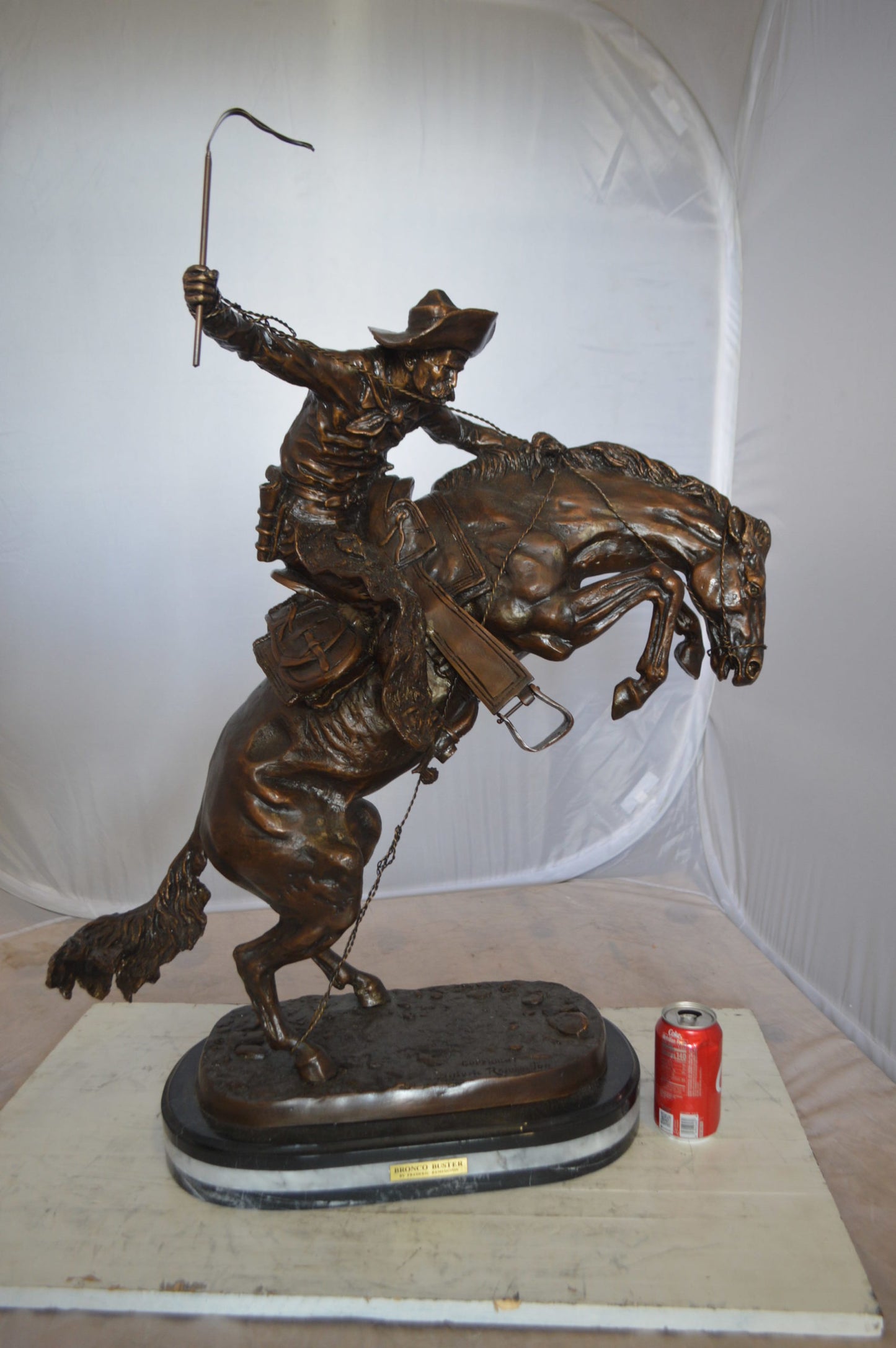 Jumbo Bronco Buster by Remington Bronze Statue - Size: 19"L x 11"W x 36"H.