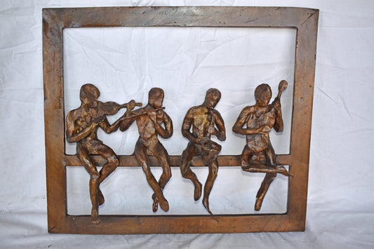 Musicians Picture Frame Made of Bronze Statue - Size: 21"L x 25"W x 4"H.