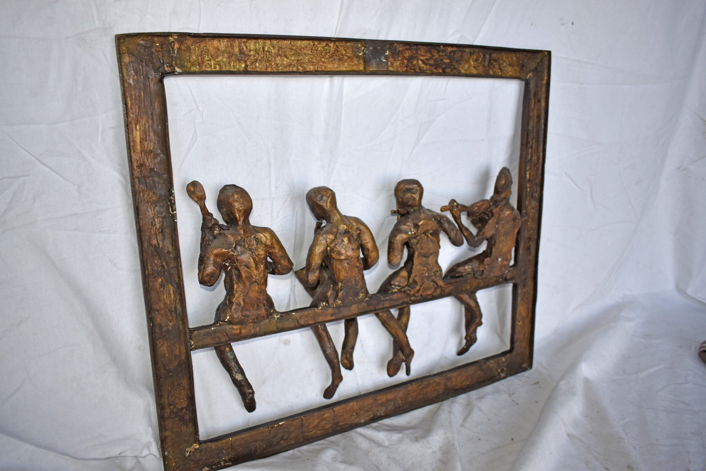 Musicians Picture Frame Made of Bronze Statue - Size: 21"L x 25"W x 4"H.
