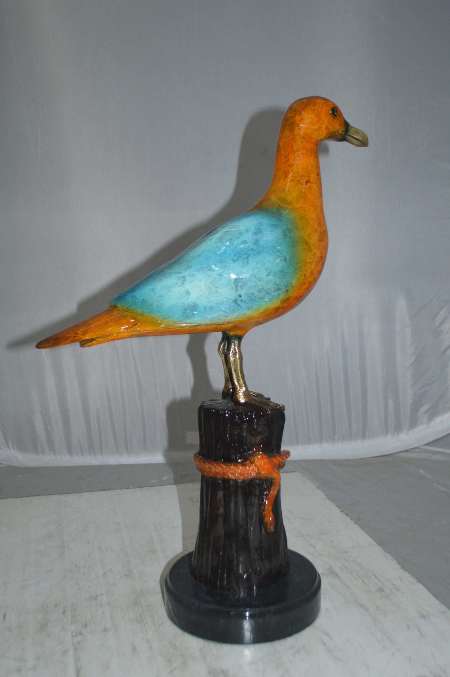 Bird on Tree Bronze Statue - Size: 9"L x 18"W x 22"H.
