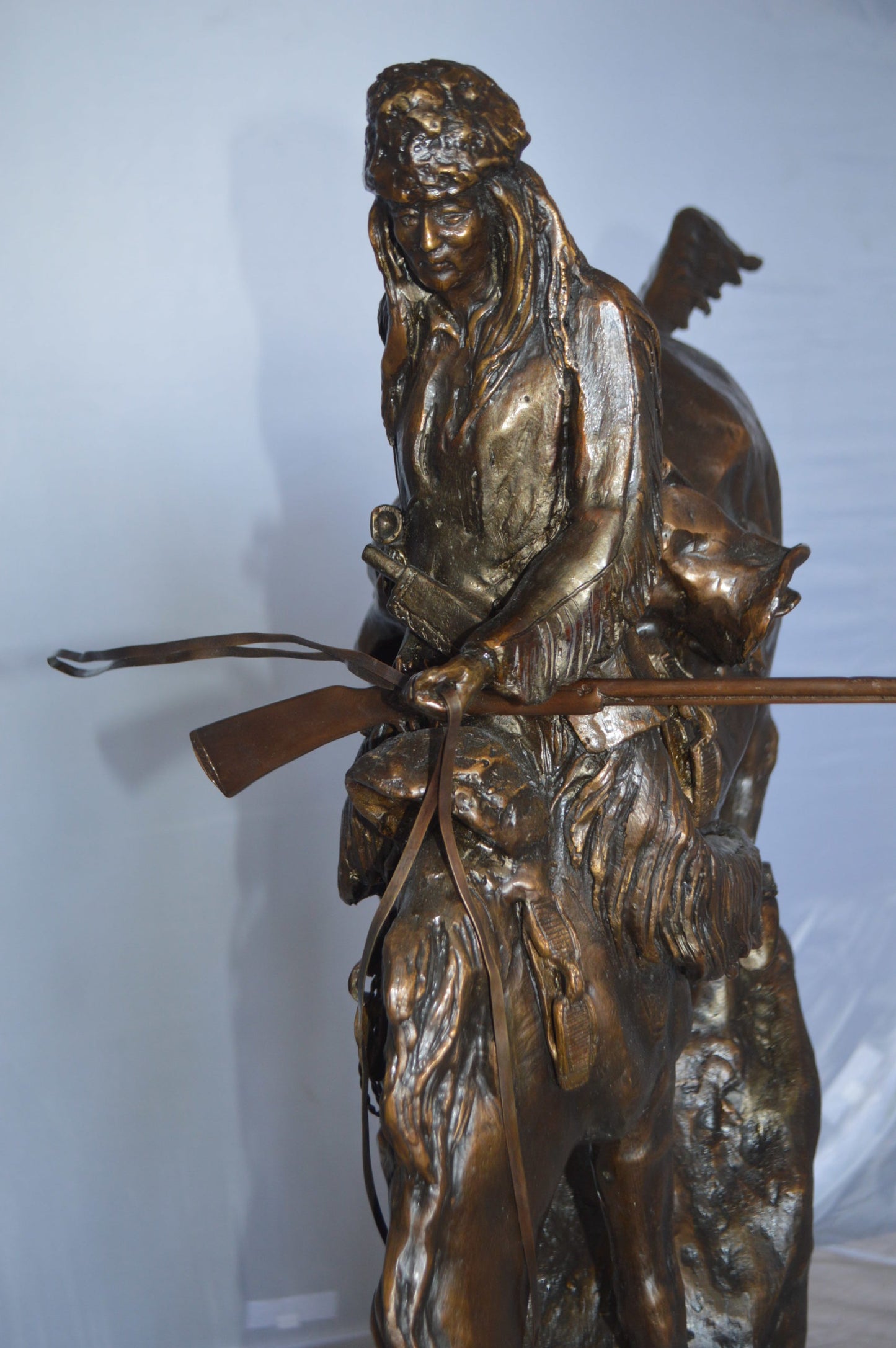Jumbo Mountain Man by Remington Bronze Statue - Size: 13"L x 13"W x 37"H.