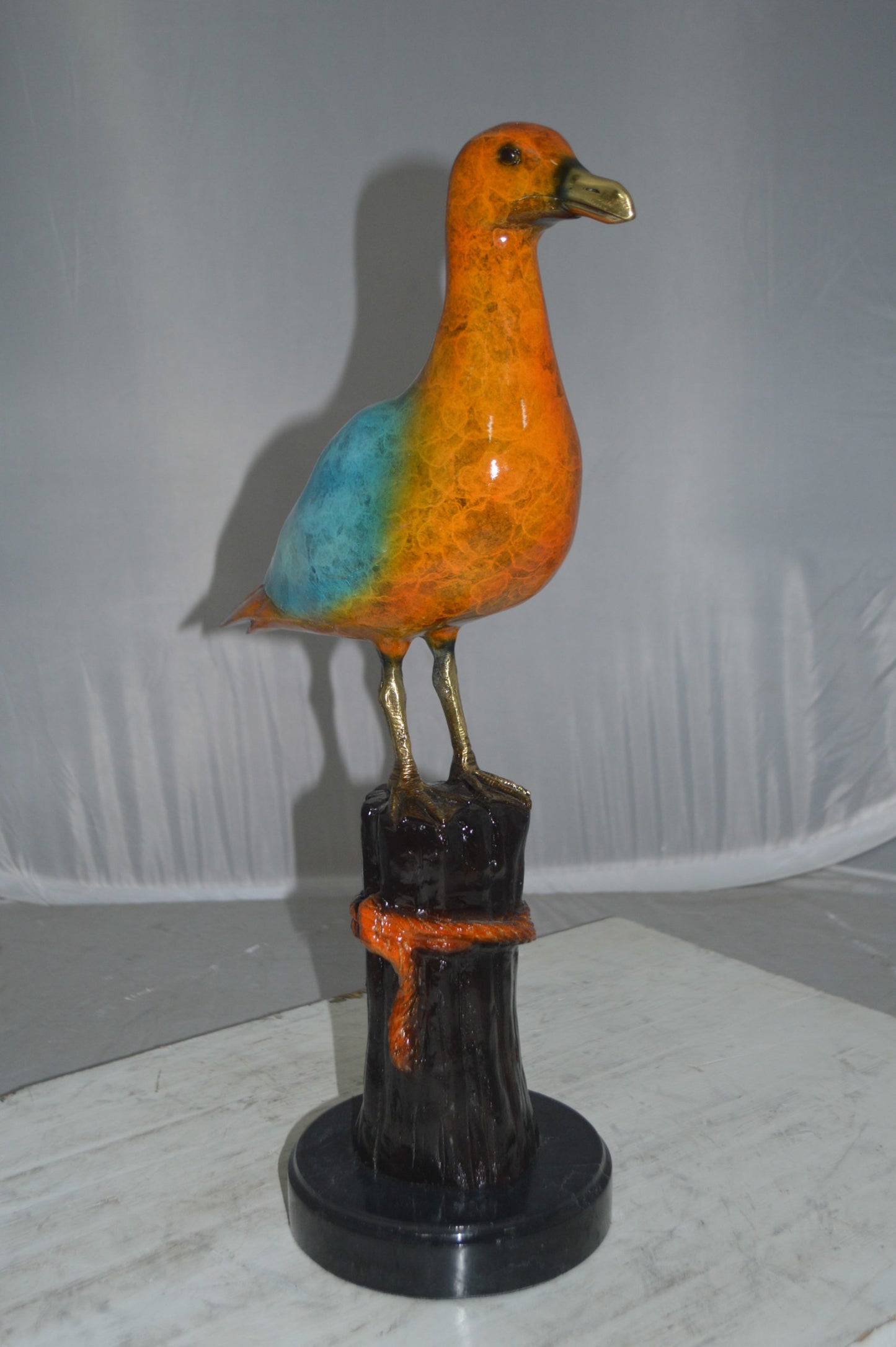 Bird on Tree Bronze Statue - Size: 9"L x 18"W x 22"H.