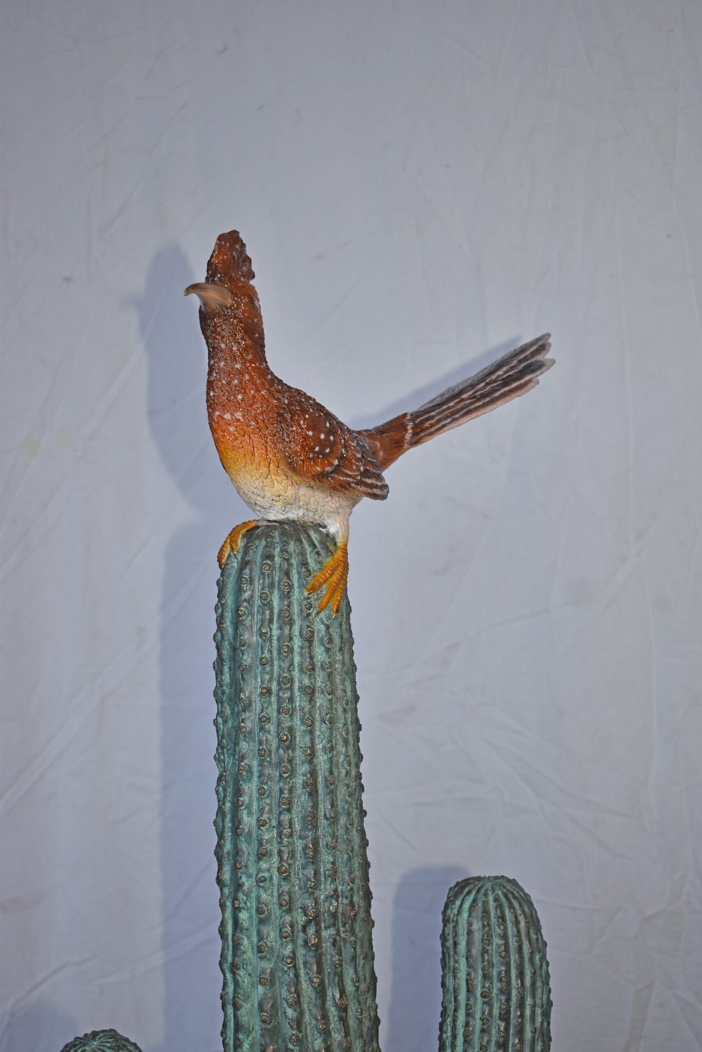 Birdbath With Five Roadunner Birds Bronze Statue - Size: 31" x 31" x 67"H