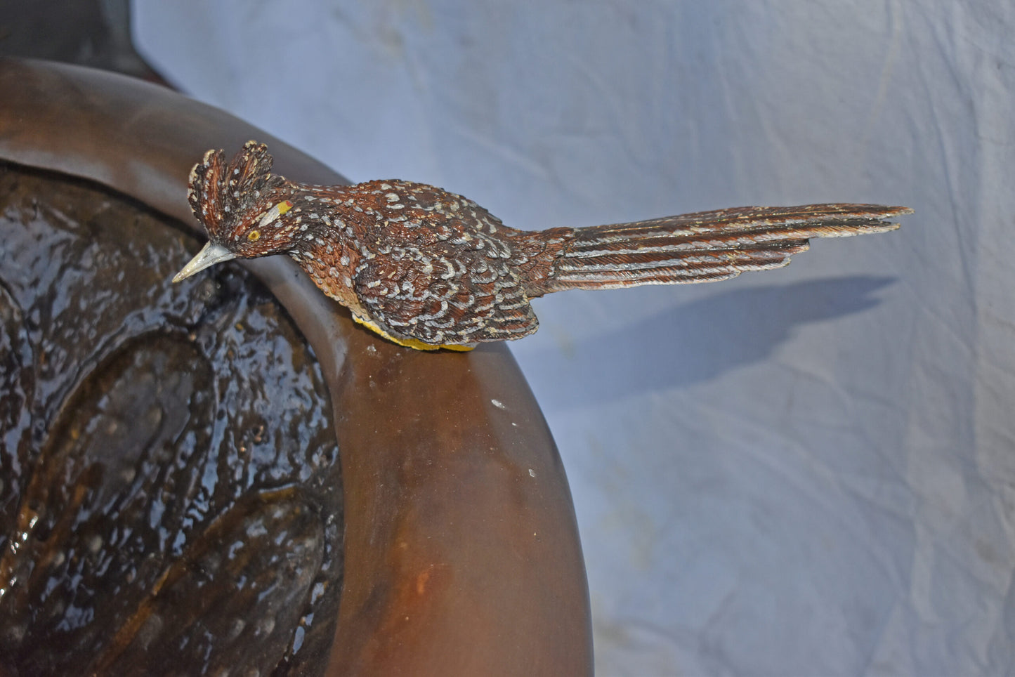 Birdbath With Five Roadunner Birds Bronze Statue - Size: 31" x 31" x 67"H