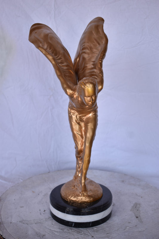 Spirit of Ecstasy Rolls Royce Gold Bronze Statue - Size: 10"L x 15"W x 24"H.