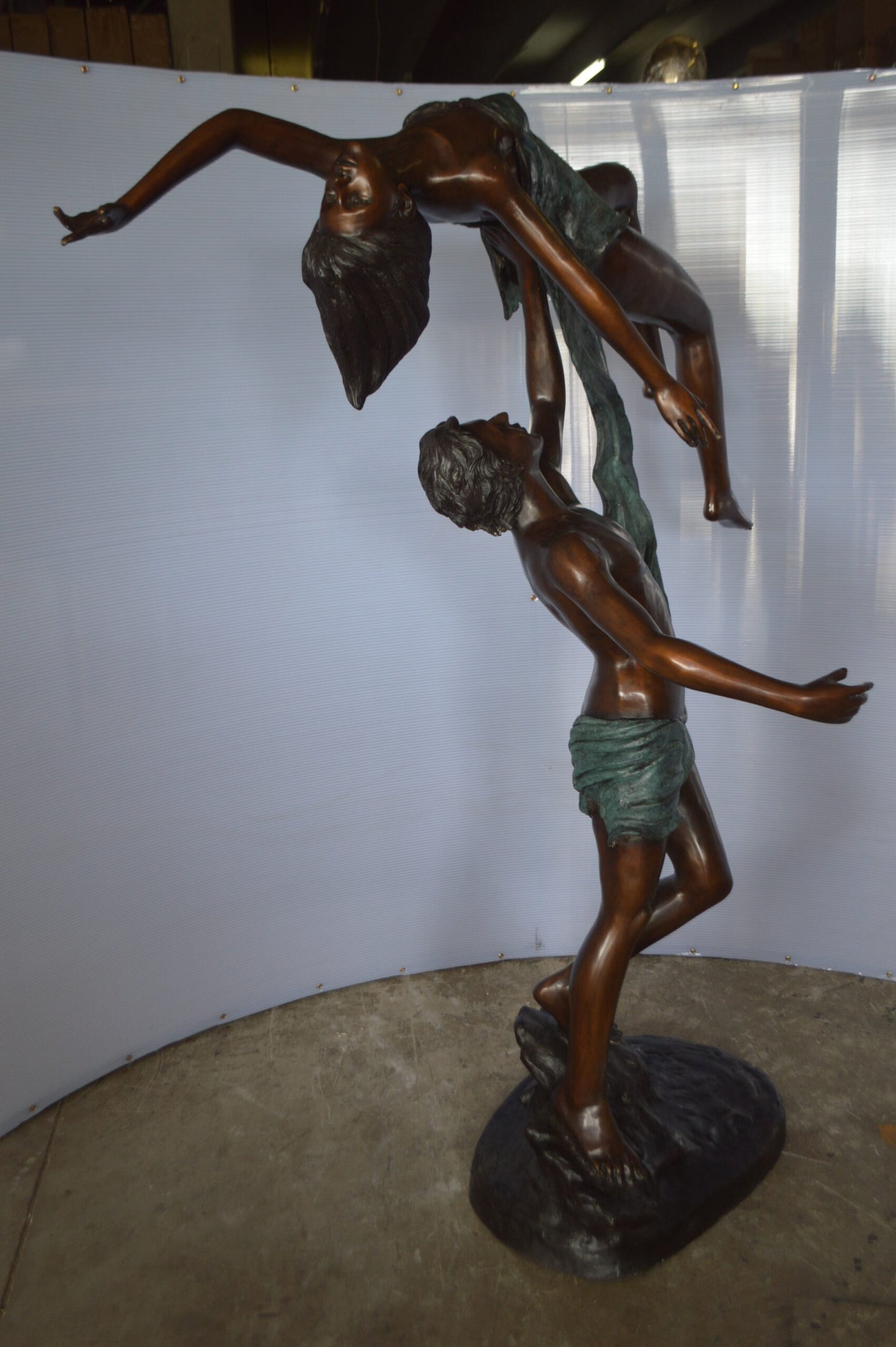 Ballet Man raising Lady Bronze Statue - Size: 54"L x 33"W x 69"H.