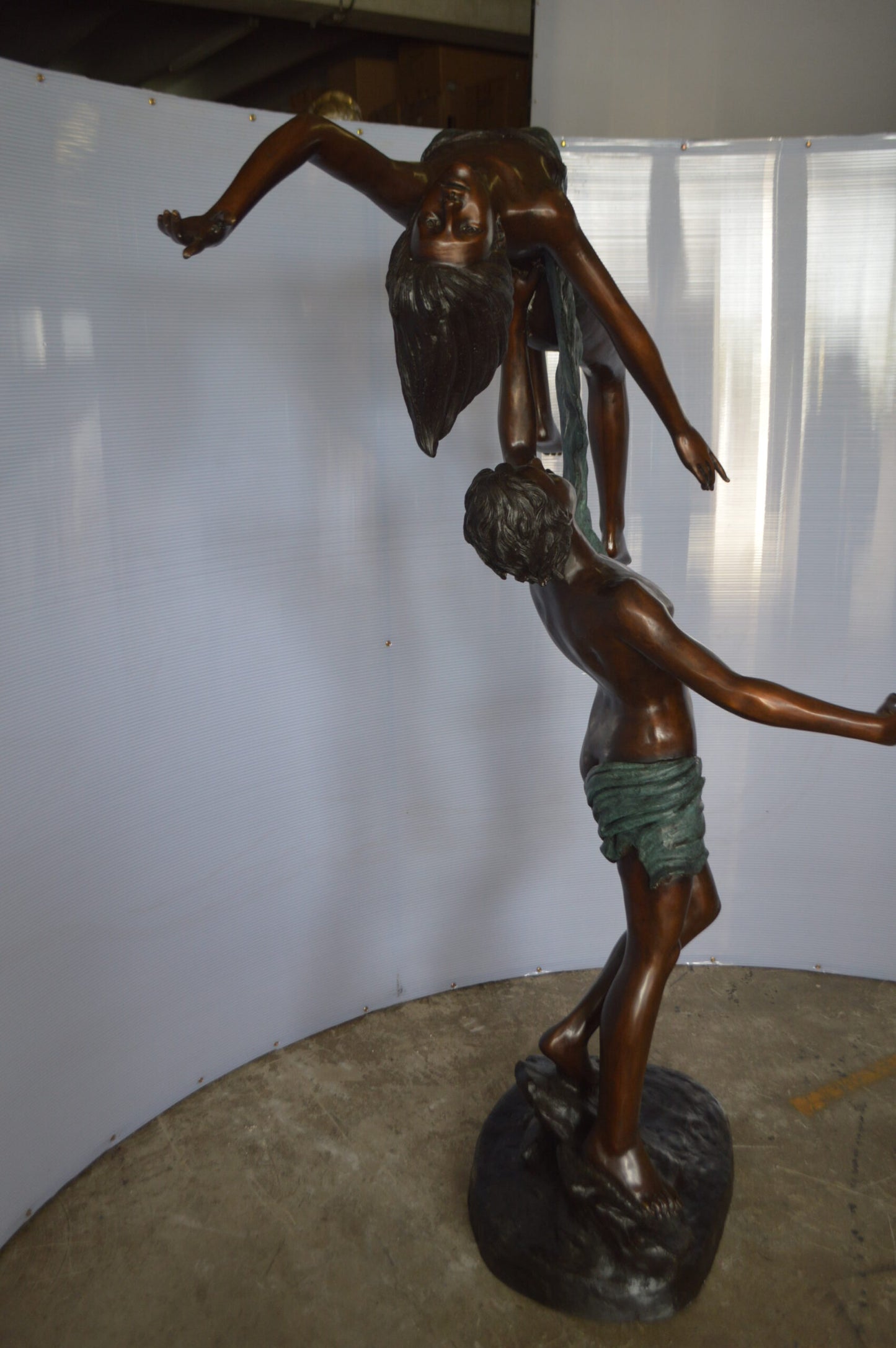 Ballet Man raising Lady Bronze Statue - Size: 54"L x 33"W x 69"H.