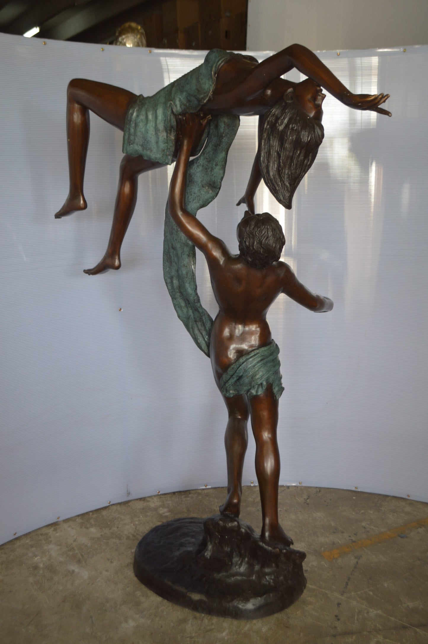 Ballet Man raising Lady Bronze Statue - Size: 54"L x 33"W x 69"H.