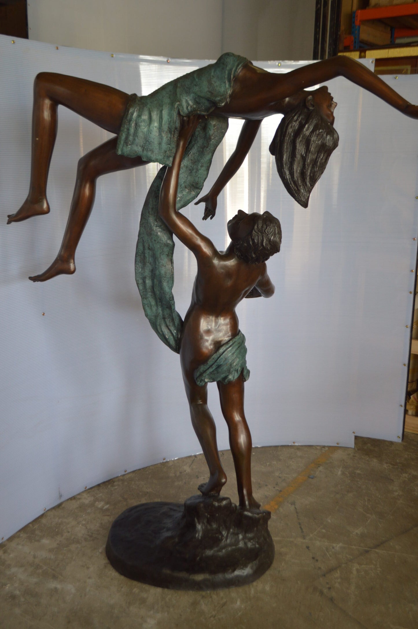 Ballet Man raising Lady Bronze Statue - Size: 54"L x 33"W x 69"H.