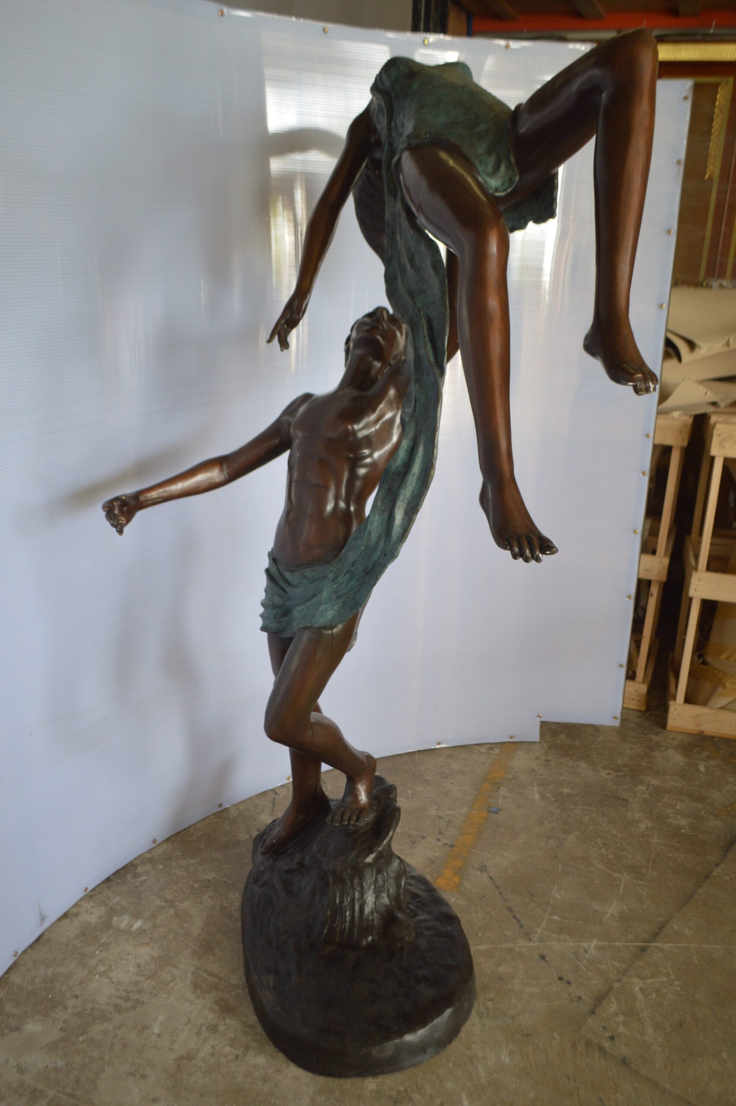 Ballet Man raising Lady Bronze Statue - Size: 54"L x 33"W x 69"H.