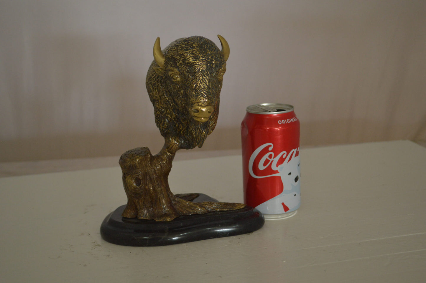 Bison Head Bronze Statue - Size: 8"L x 5"W x 9"H.