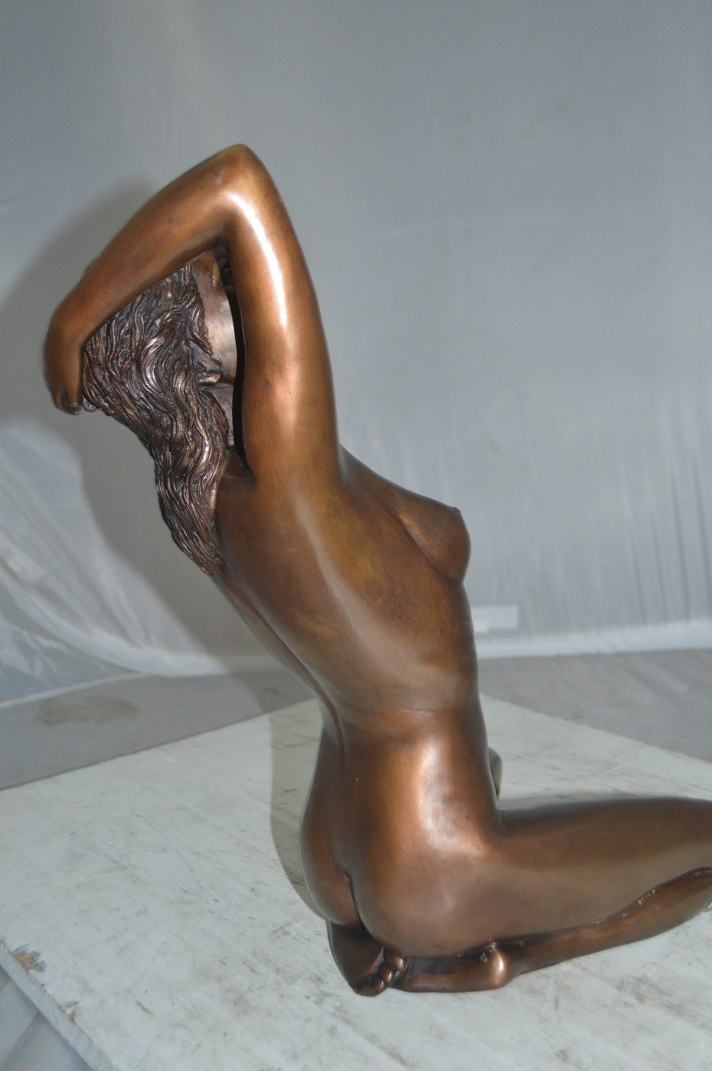 Nude Sitting Women Erotic Bronze Statue Art Nude - Size: 11"L x 10"W x 17"H.