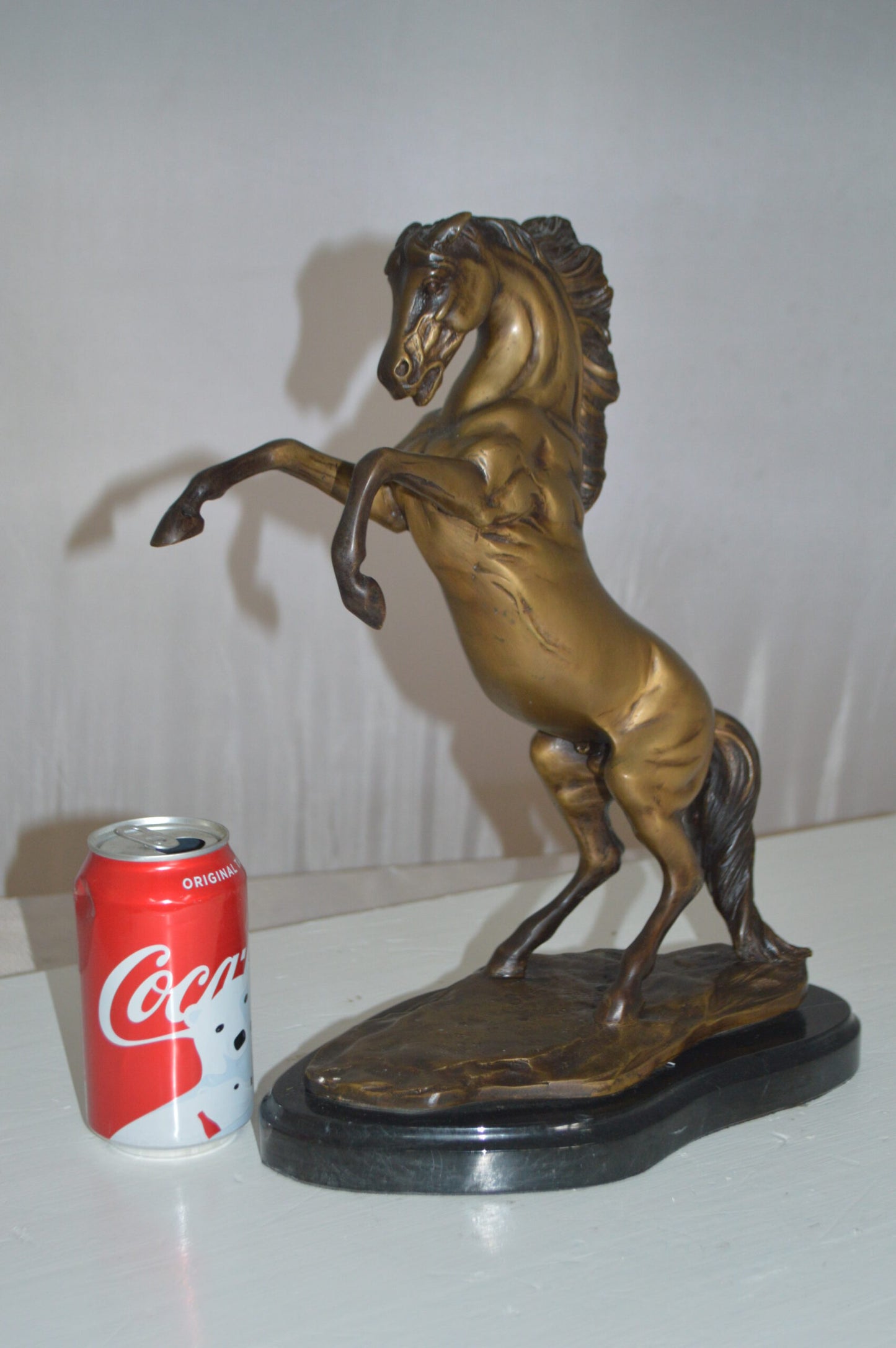 Rearing Horse - medium Bronze Statue - Size: 11"L x 6"W x 14"H.
