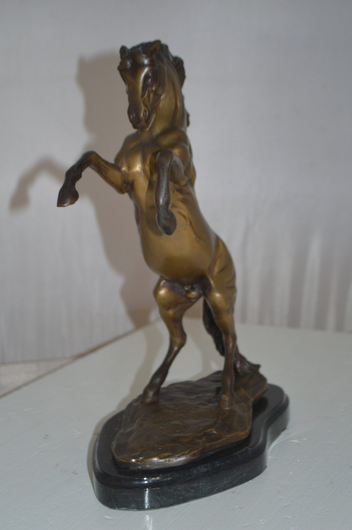 Rearing Horse - medium Bronze Statue -  Size: 11"L x 6"W x 14"H.