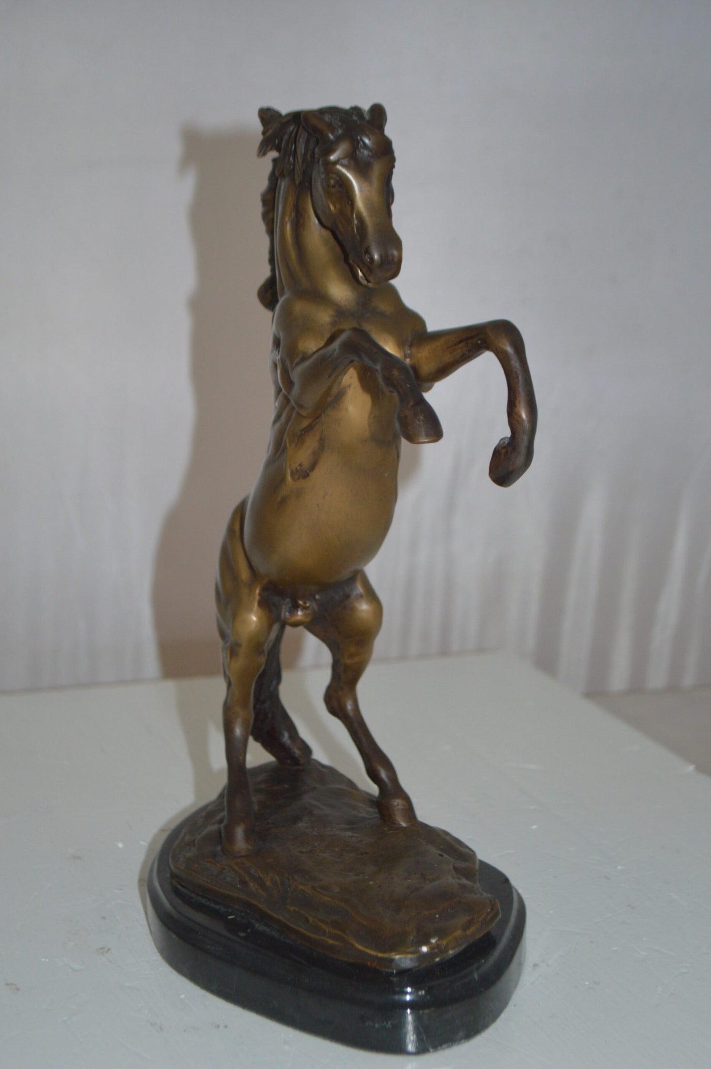 Rearing Horse - medium Bronze Statue -  Size: 11"L x 6"W x 14"H.