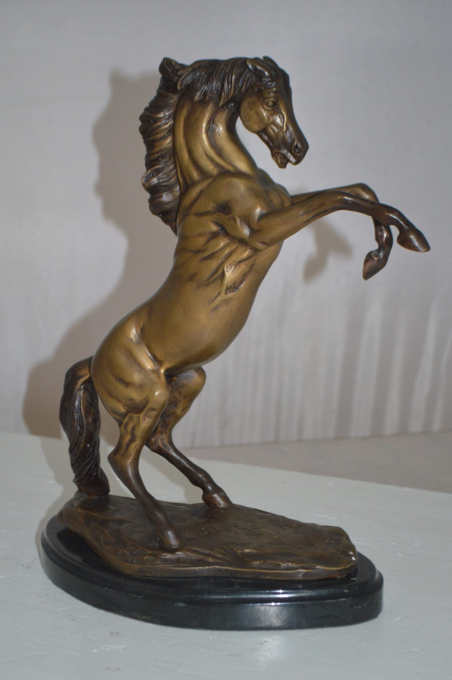 Rearing Horse - medium Bronze Statue -  Size: 11"L x 6"W x 14"H.