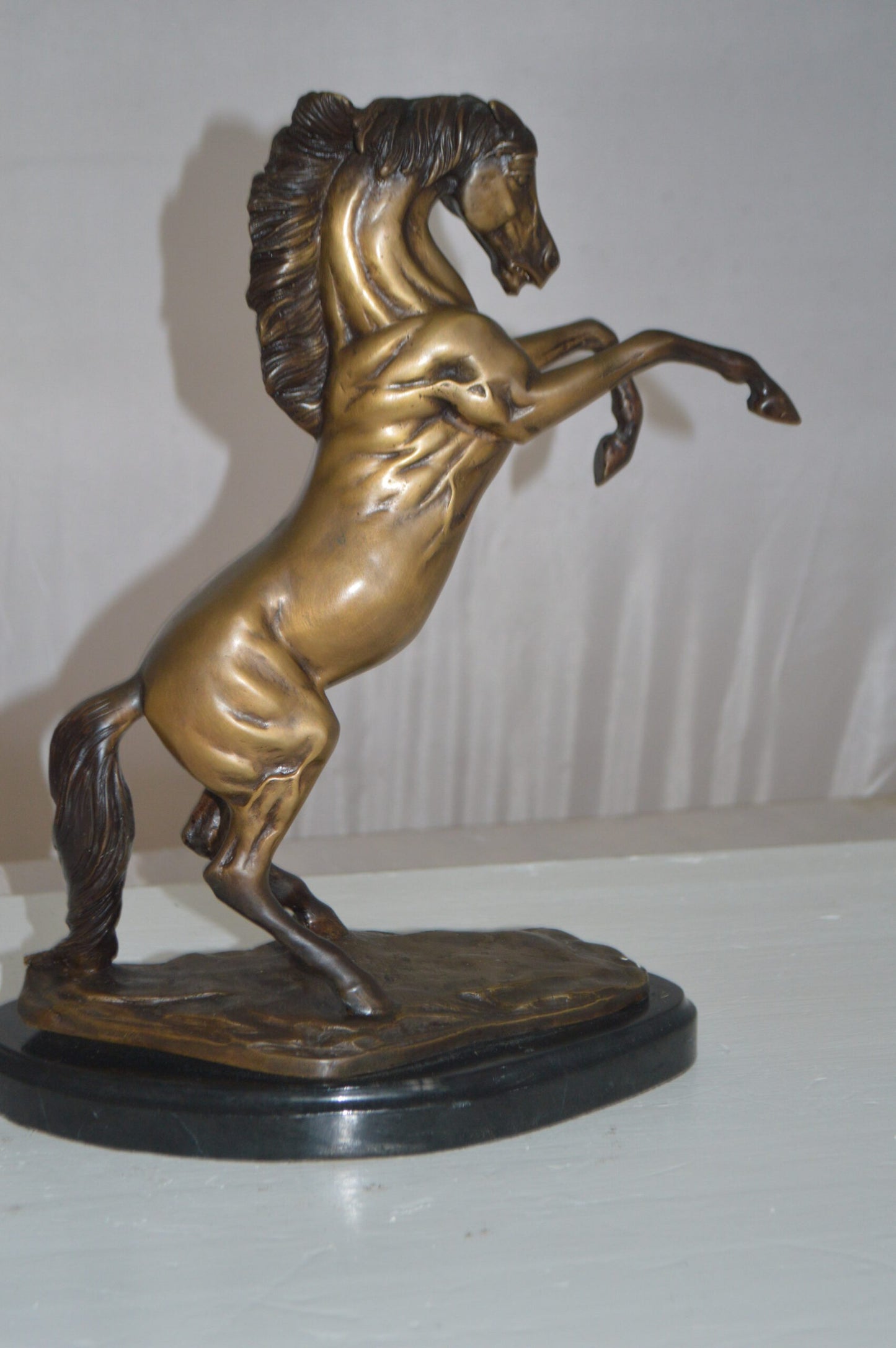 Rearing Horse - medium Bronze Statue -  Size: 11"L x 6"W x 14"H.